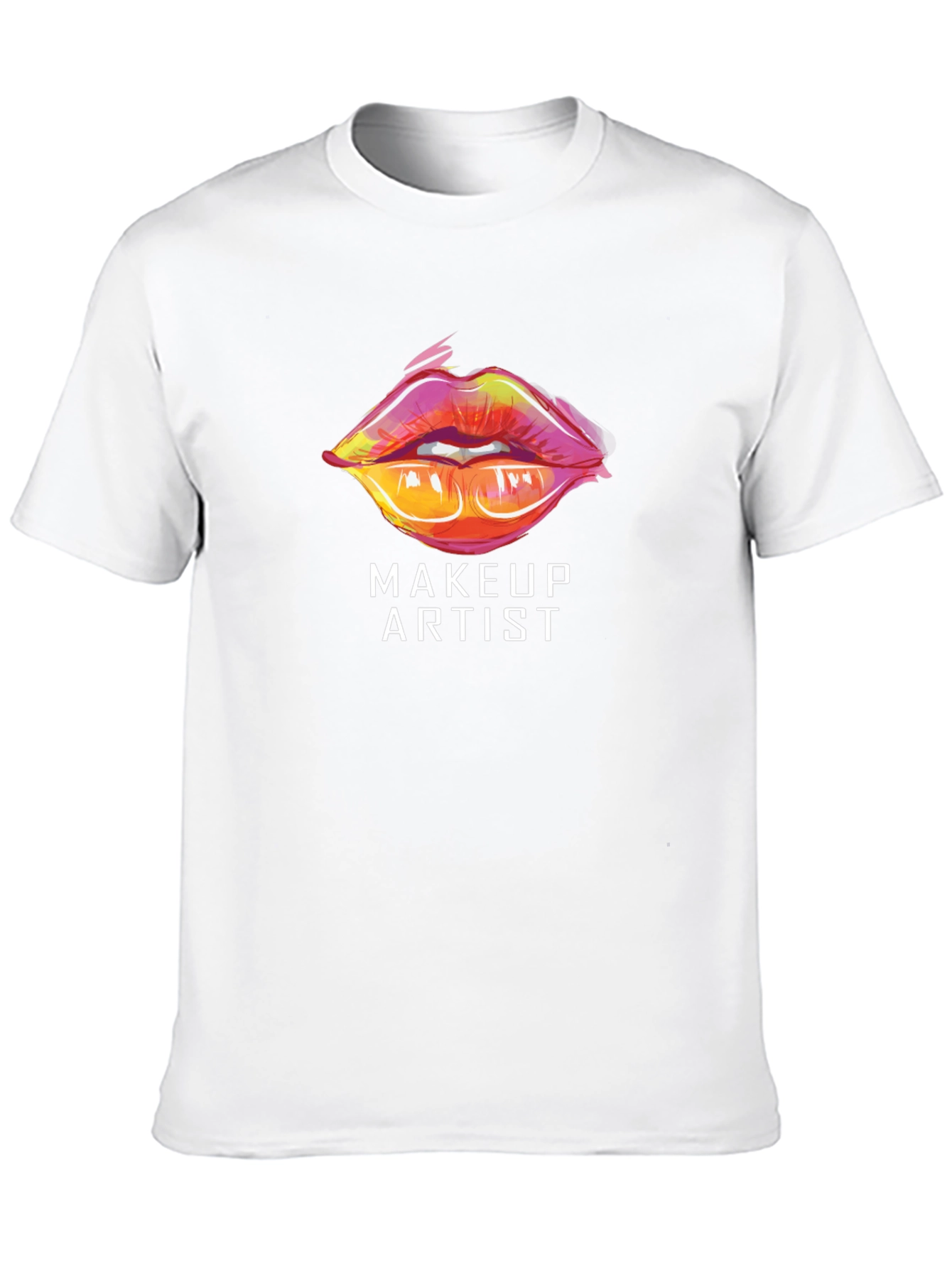 Black Makeup Artist Lips Graphic Tee - Stylish Crew Neck T-Shirt view 10