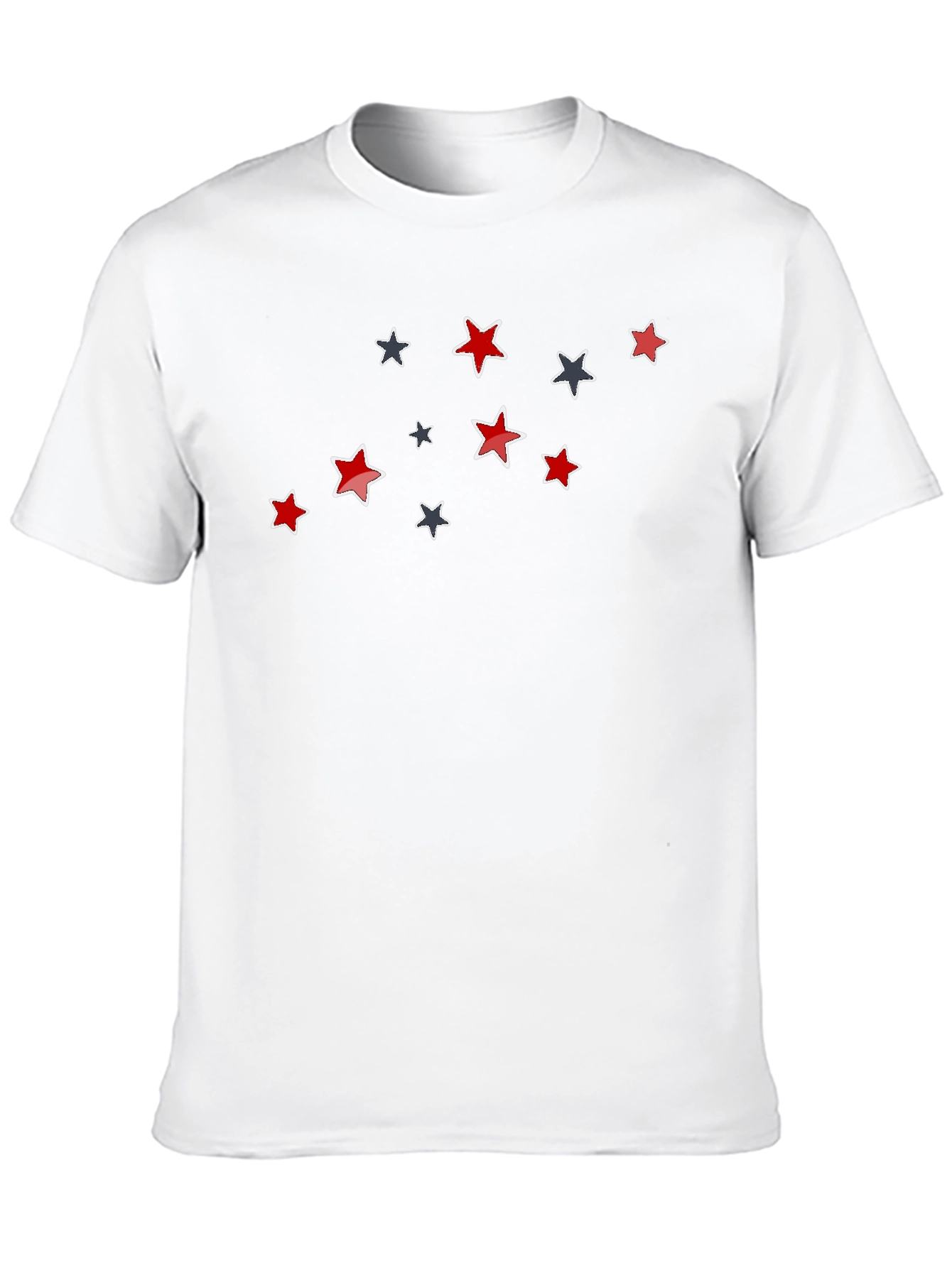 Black Stylish Star Pattern Black T-Shirt view 10