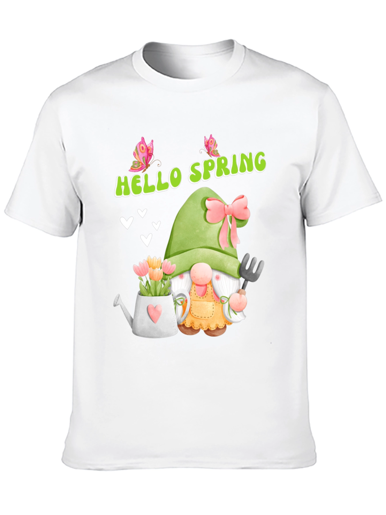 Black Hello Spring Garden Gnome T-Shirt view 10