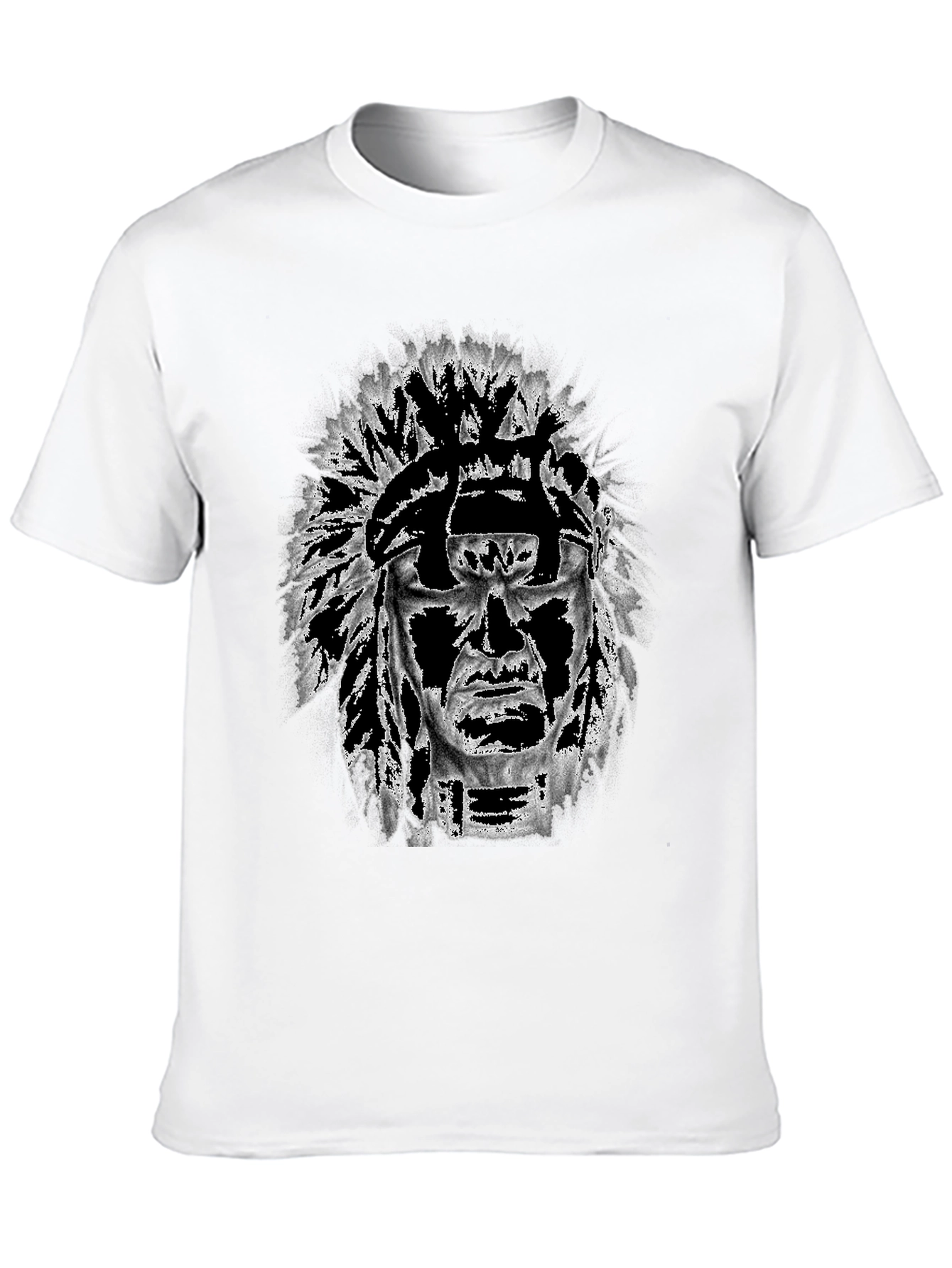 Black Graphic Tee: Native American Headdress Design view 10