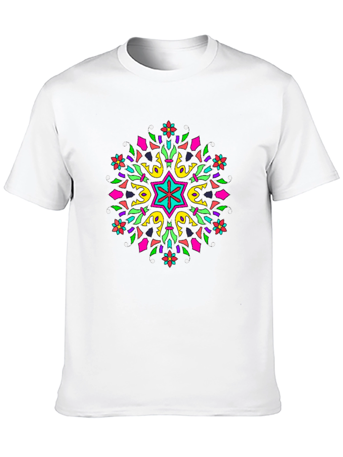 Black Vibrant Mandala Graphic Print Black T-Shirt view 10