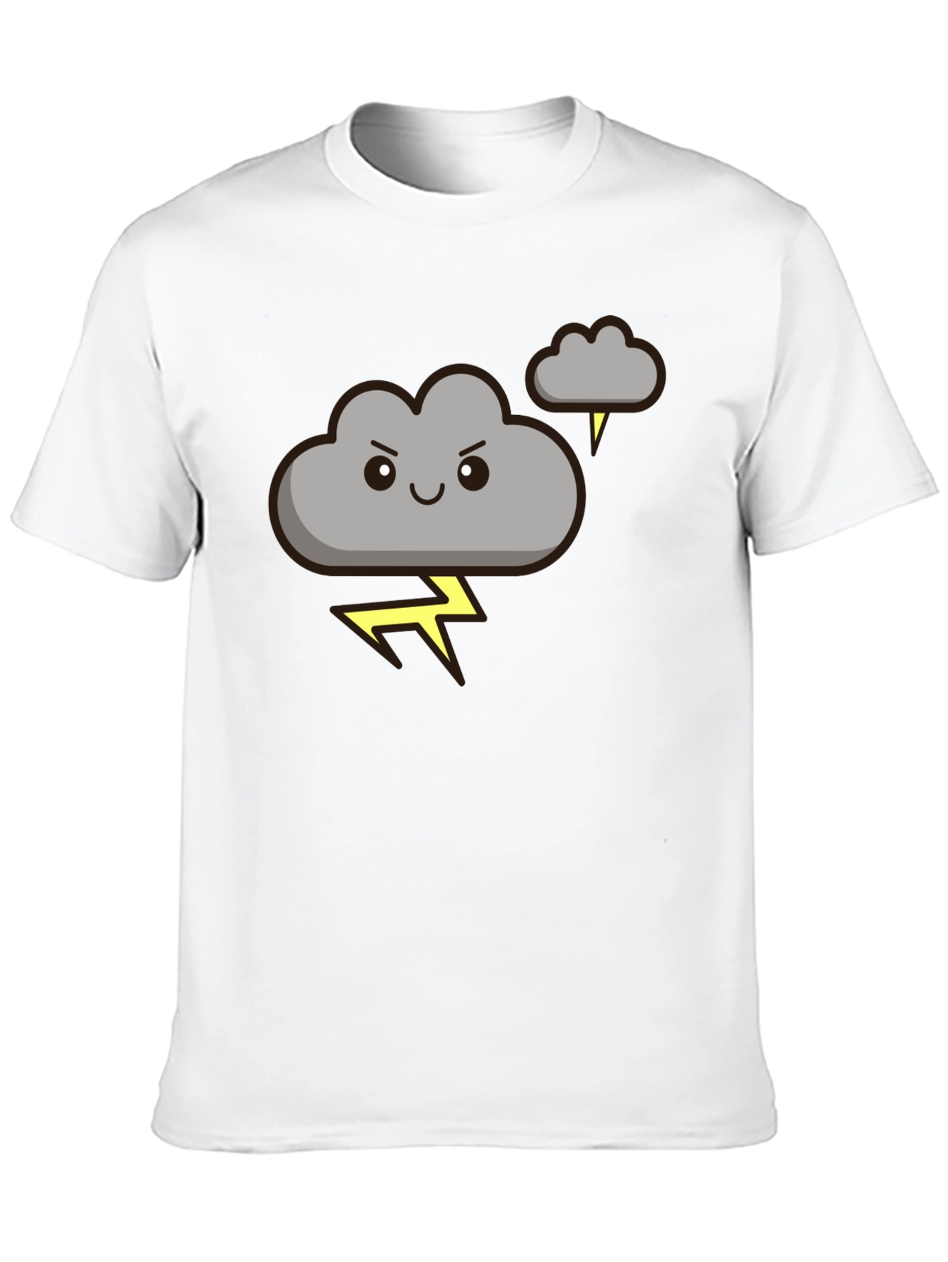 Black Cartoon Cloud Lightning Graphic Tee - Black view 10