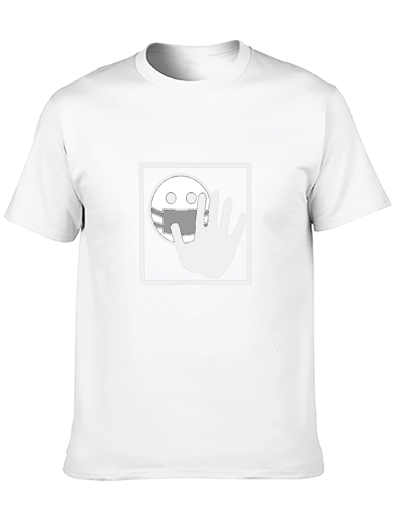 Black Black Graphic T-Shirt - Masked Smiley with Hand view 10
