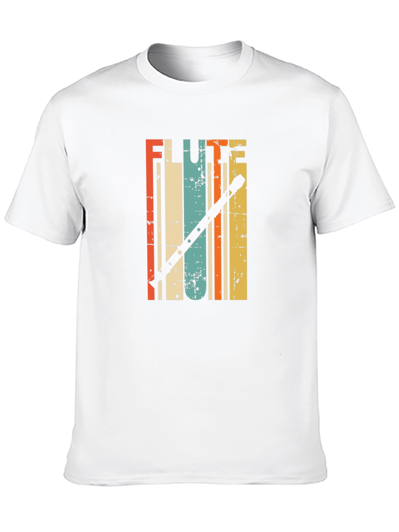 Black Retro Flute Player T-Shirt - Vintage Style Tee view 10