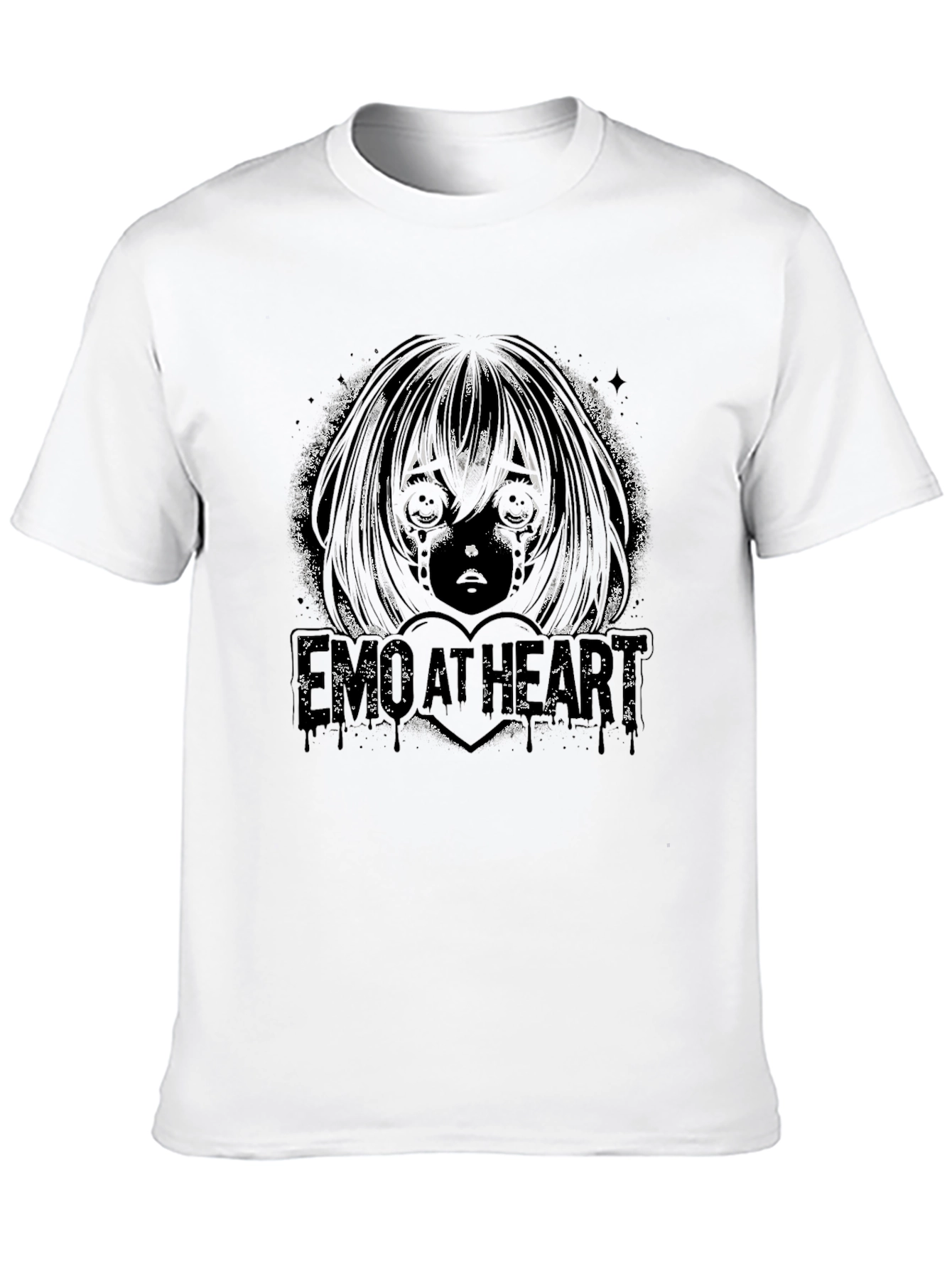 Black Emo Anime Graphic Black T-Shirt view 10