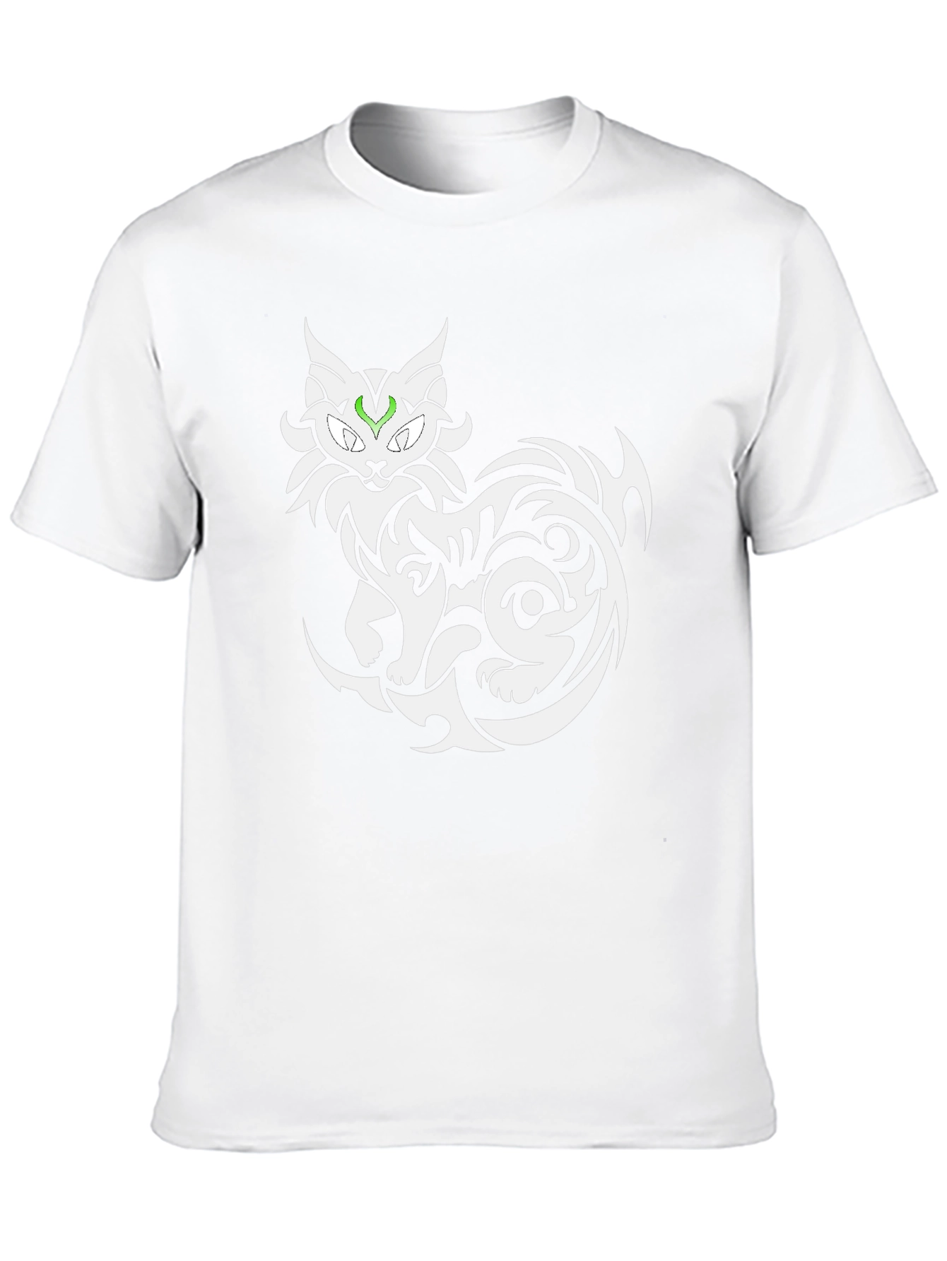 Black Tribal Cat Graphic Tee - Black Cotton T-Shirt view 10