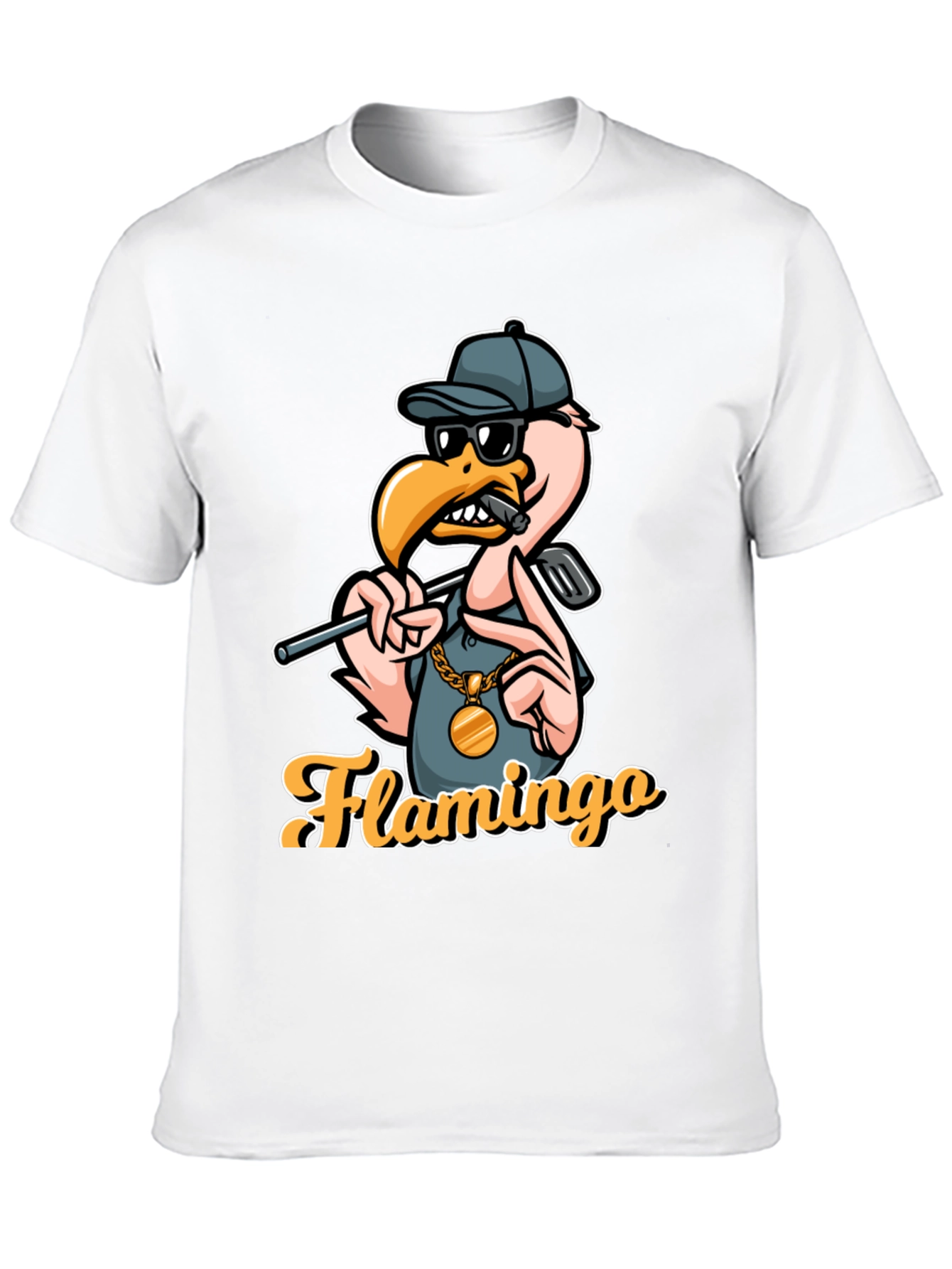 Black Cool Flamingo Golf T-Shirt view 10