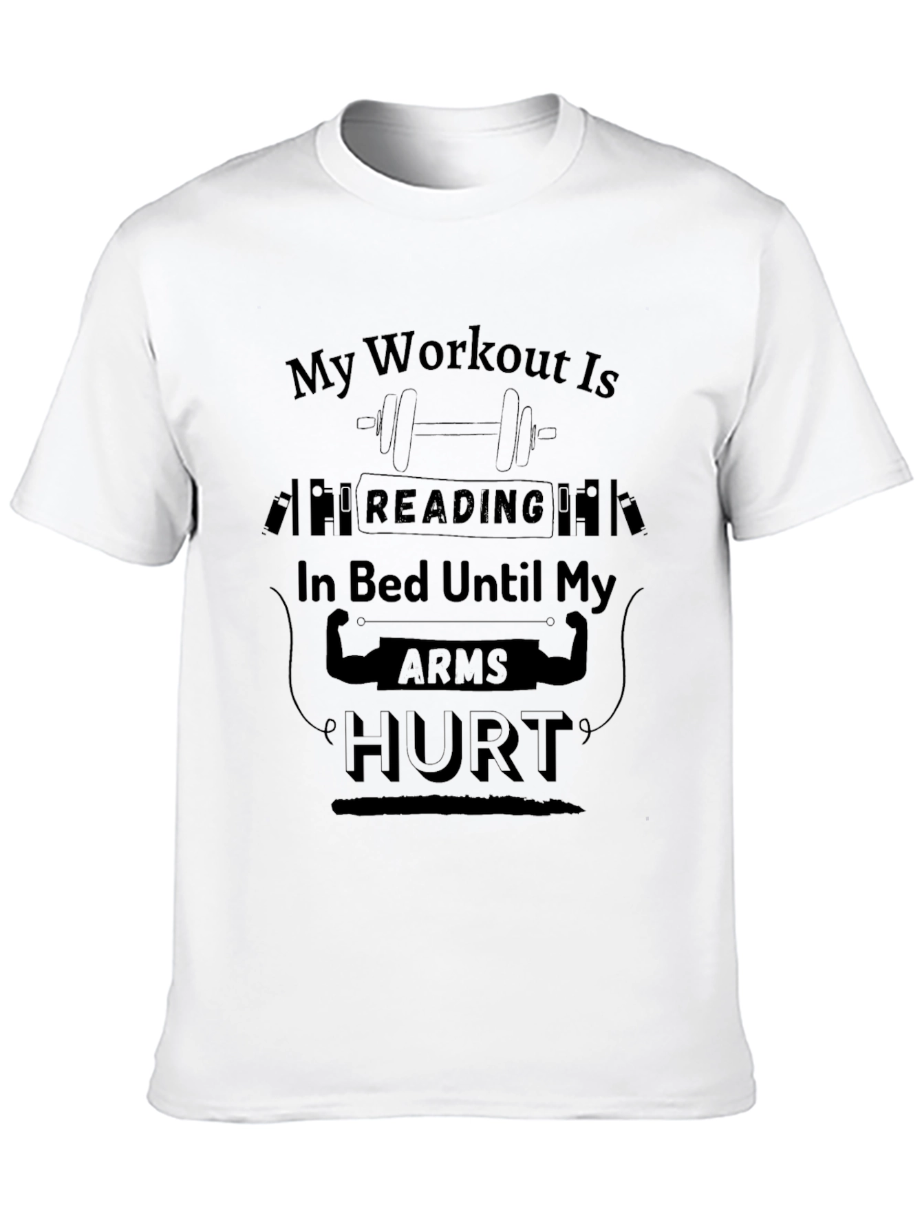 Black Workout Reading in Bed T-Shirt view 10