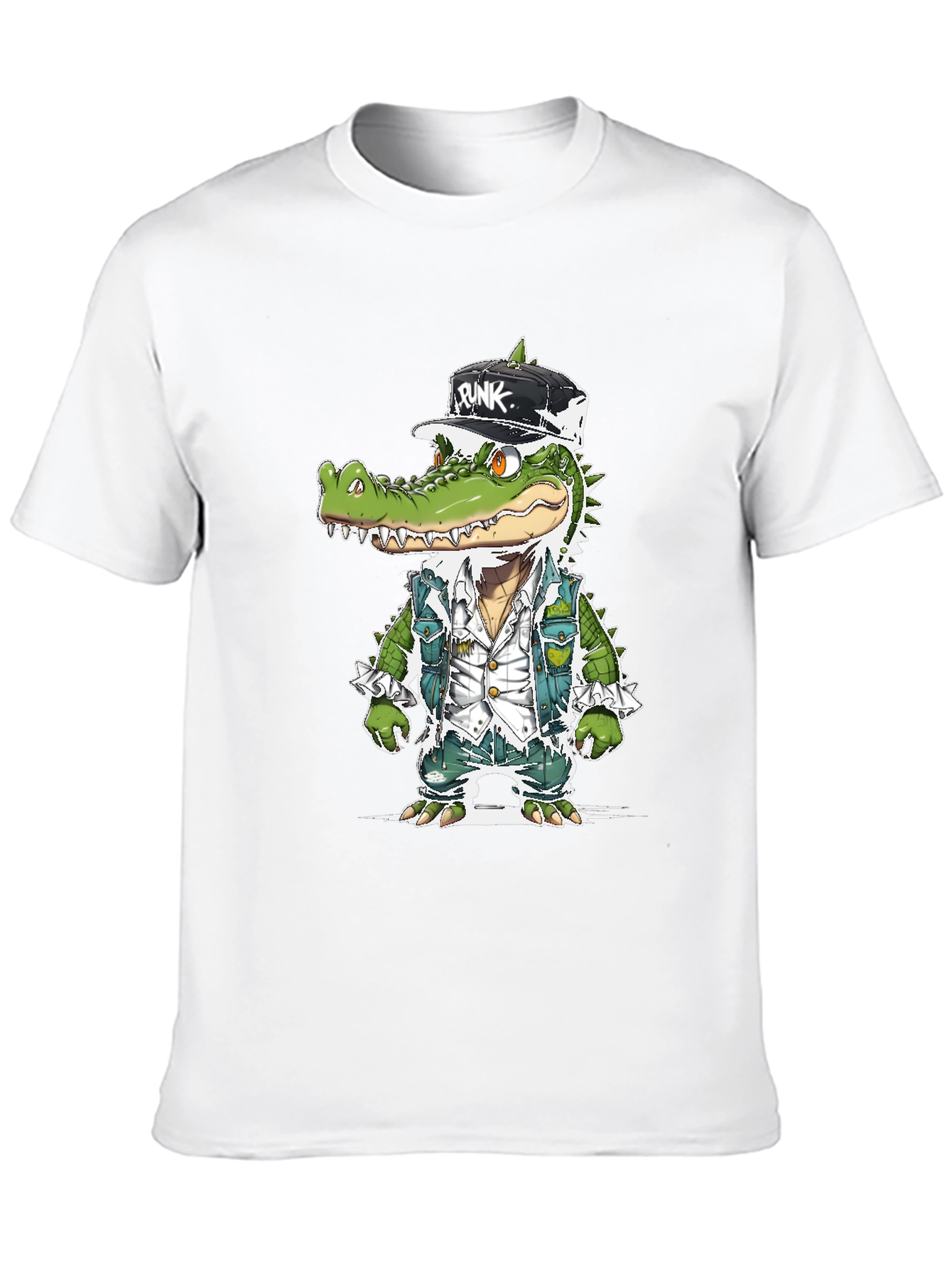 Black Punk Gator T-Shirt - Cool Reptile Streetwear view 10