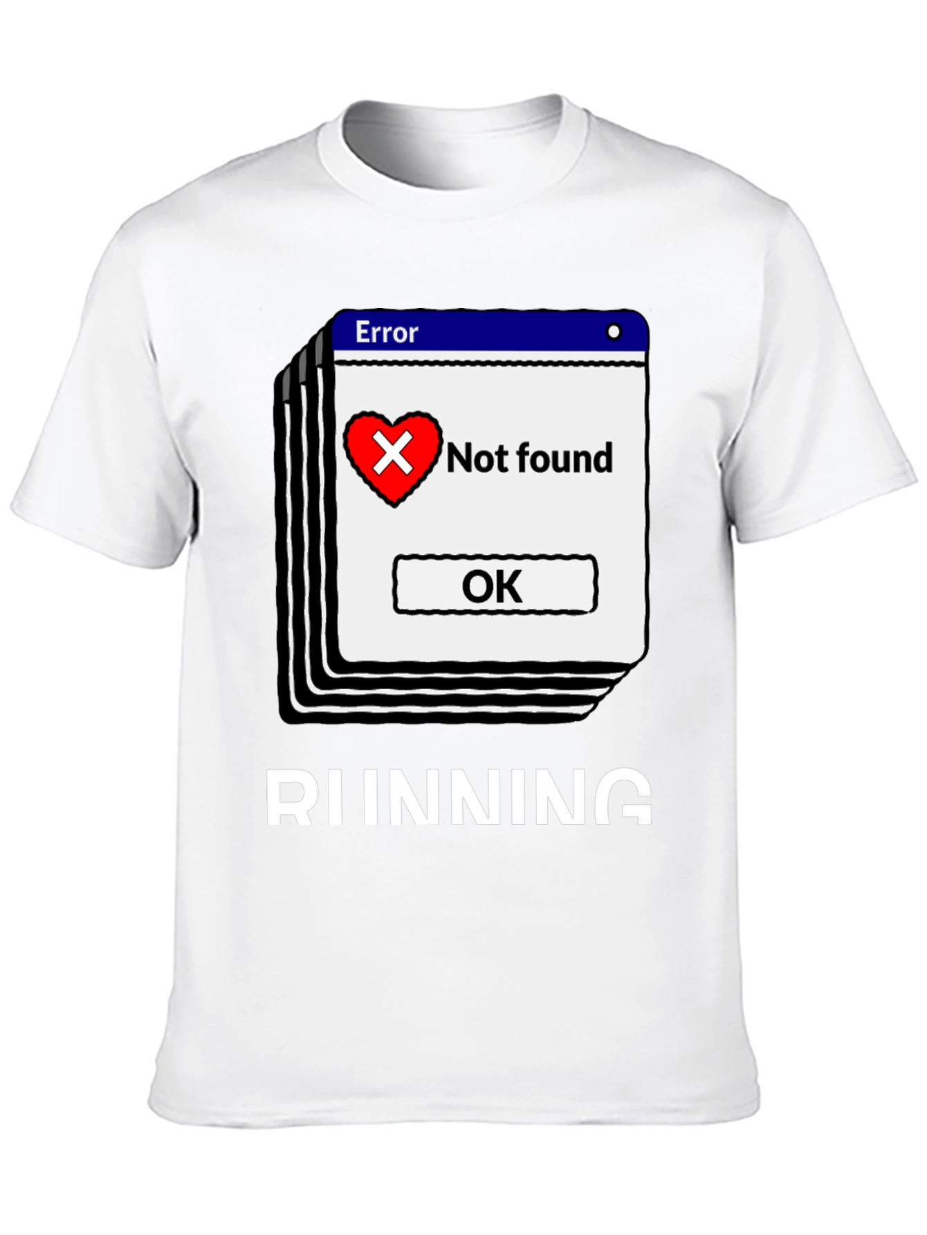 Black Error Heart Not Found Running T-Shirt view 10