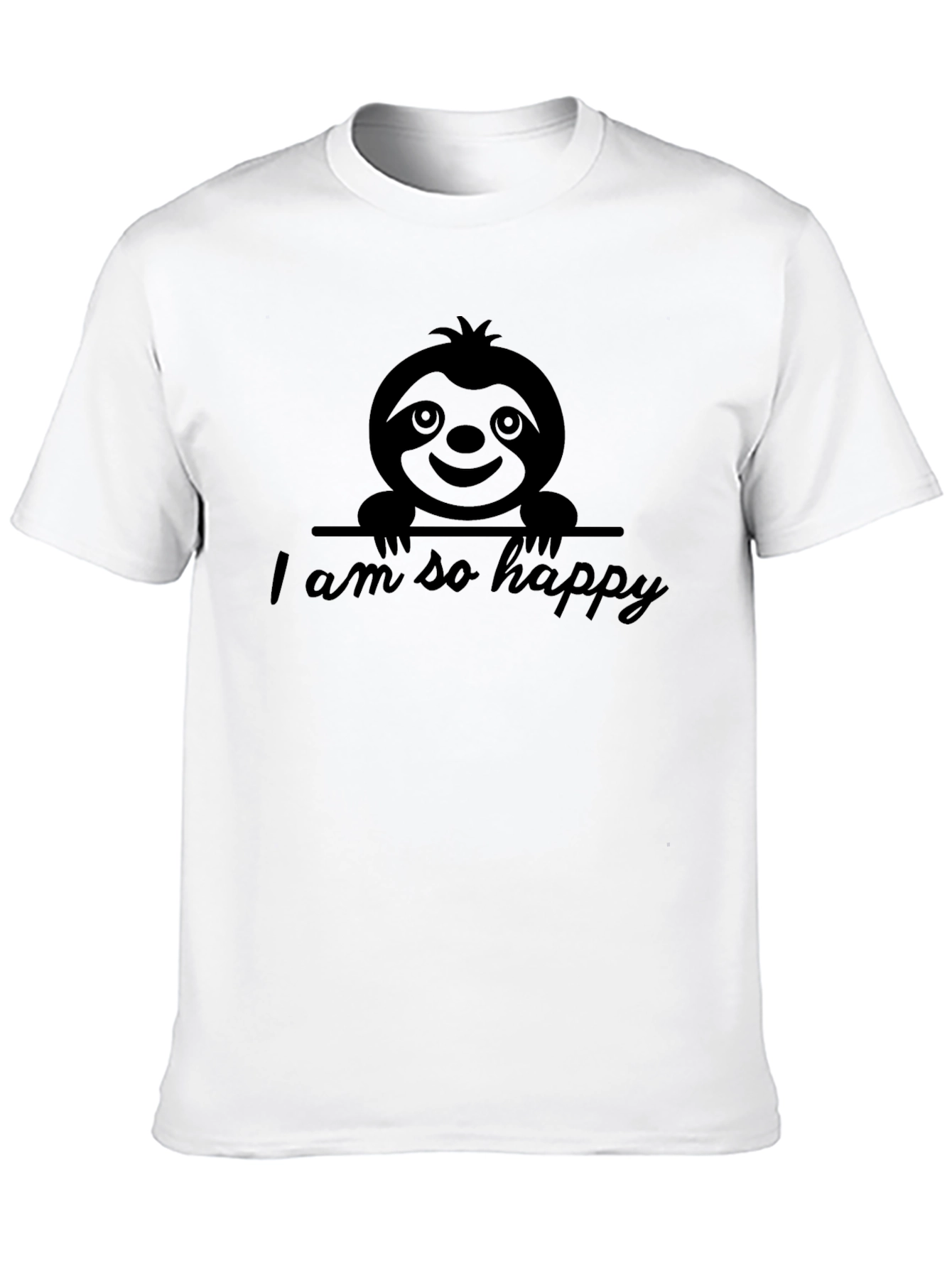 Black Happy Sloth Graphic Tee - Unisex Cotton T-Shirt view 10