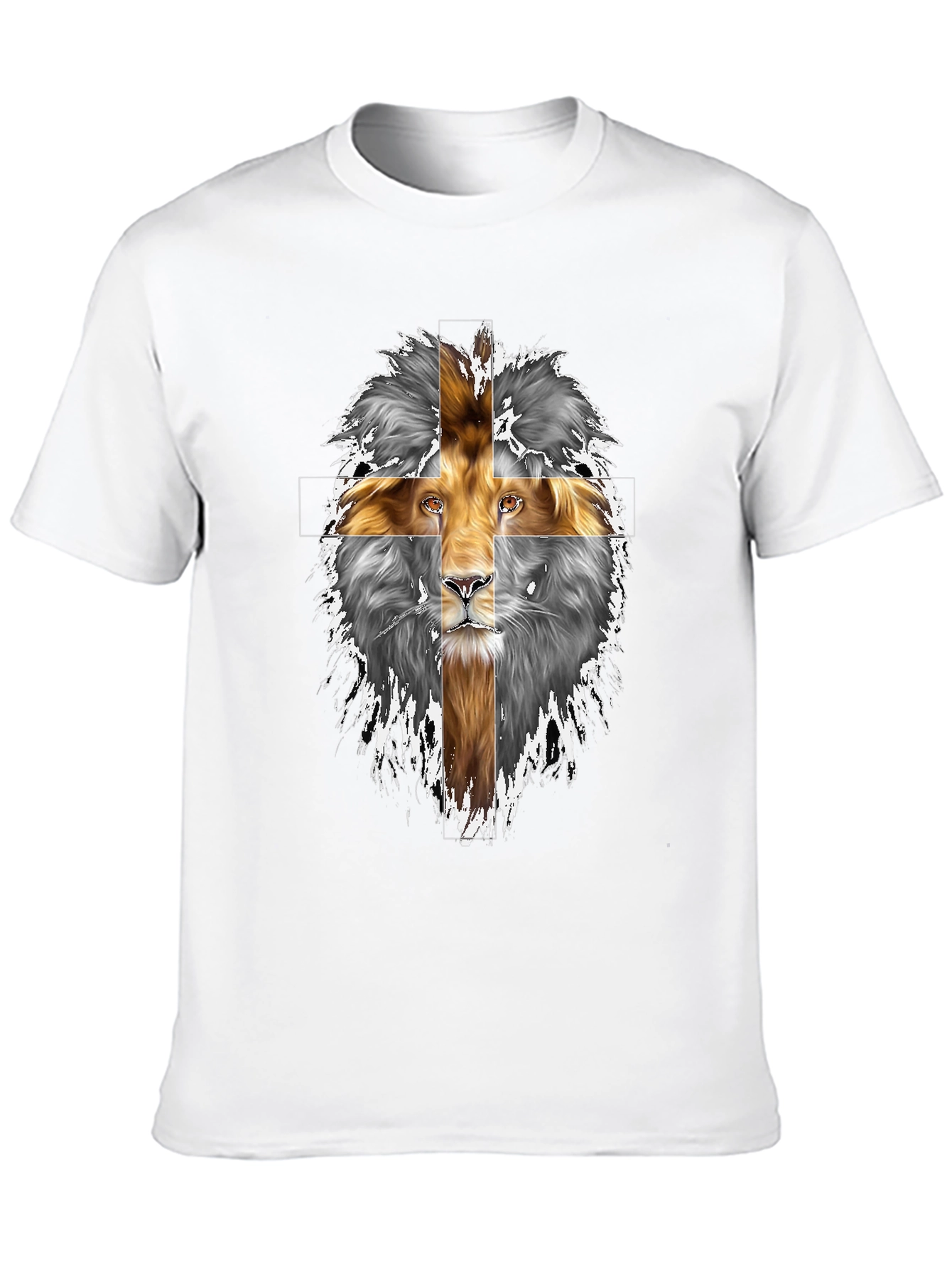 Black Lion Cross Graphic Print Black T-Shirt view 10