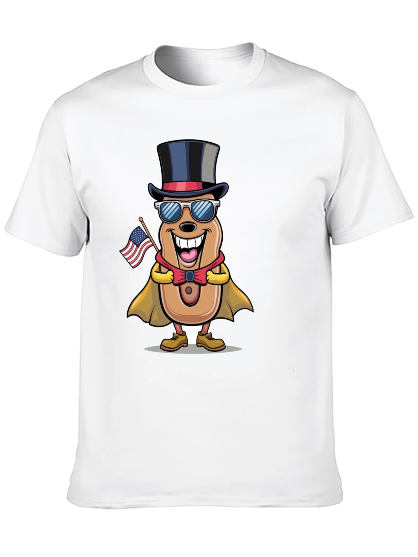 Black Patriotic Hot Dog Cartoon T-Shirt view 10