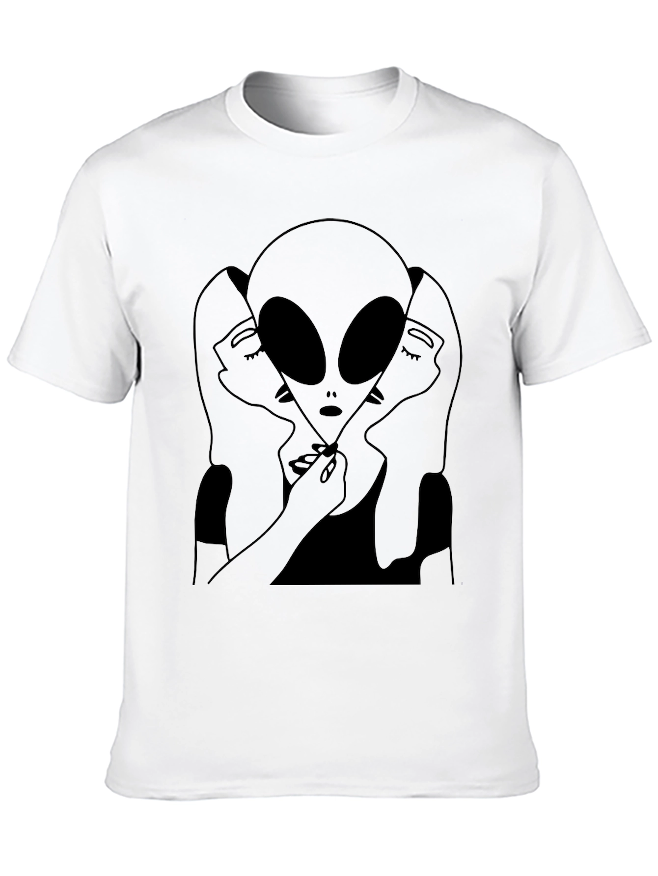 Black Alien Embrace Graphic Tee - Black Cotton T-Shirt view 10