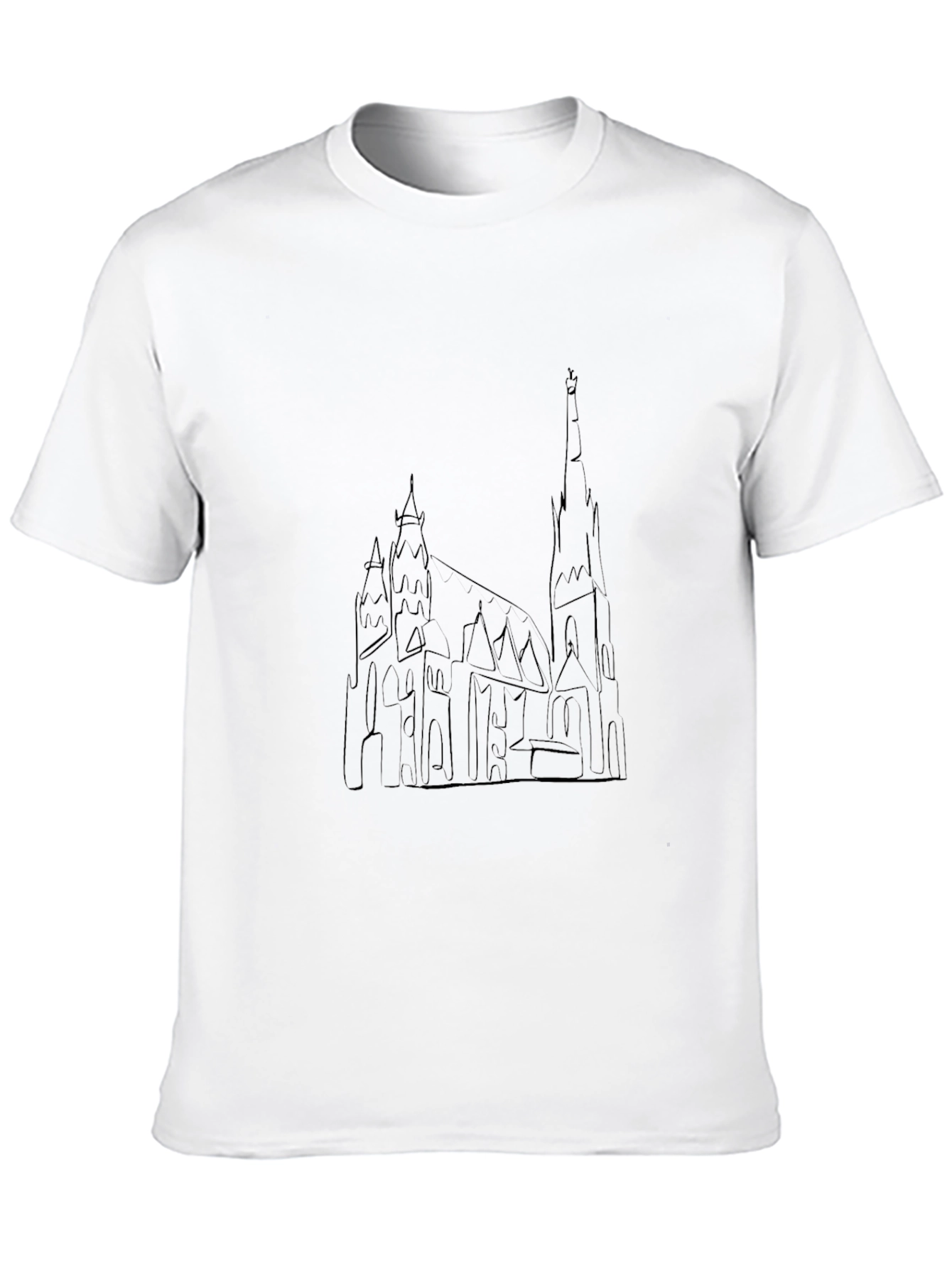 Black Gothic Cathedral Outline Black T-Shirt view 10