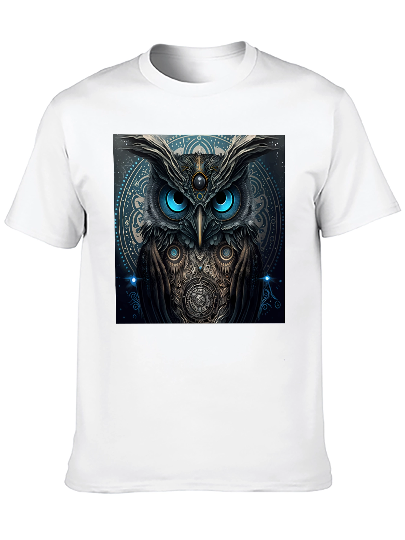 Black Mystic Owl Graphic Tee - Black Cotton Blend view 10