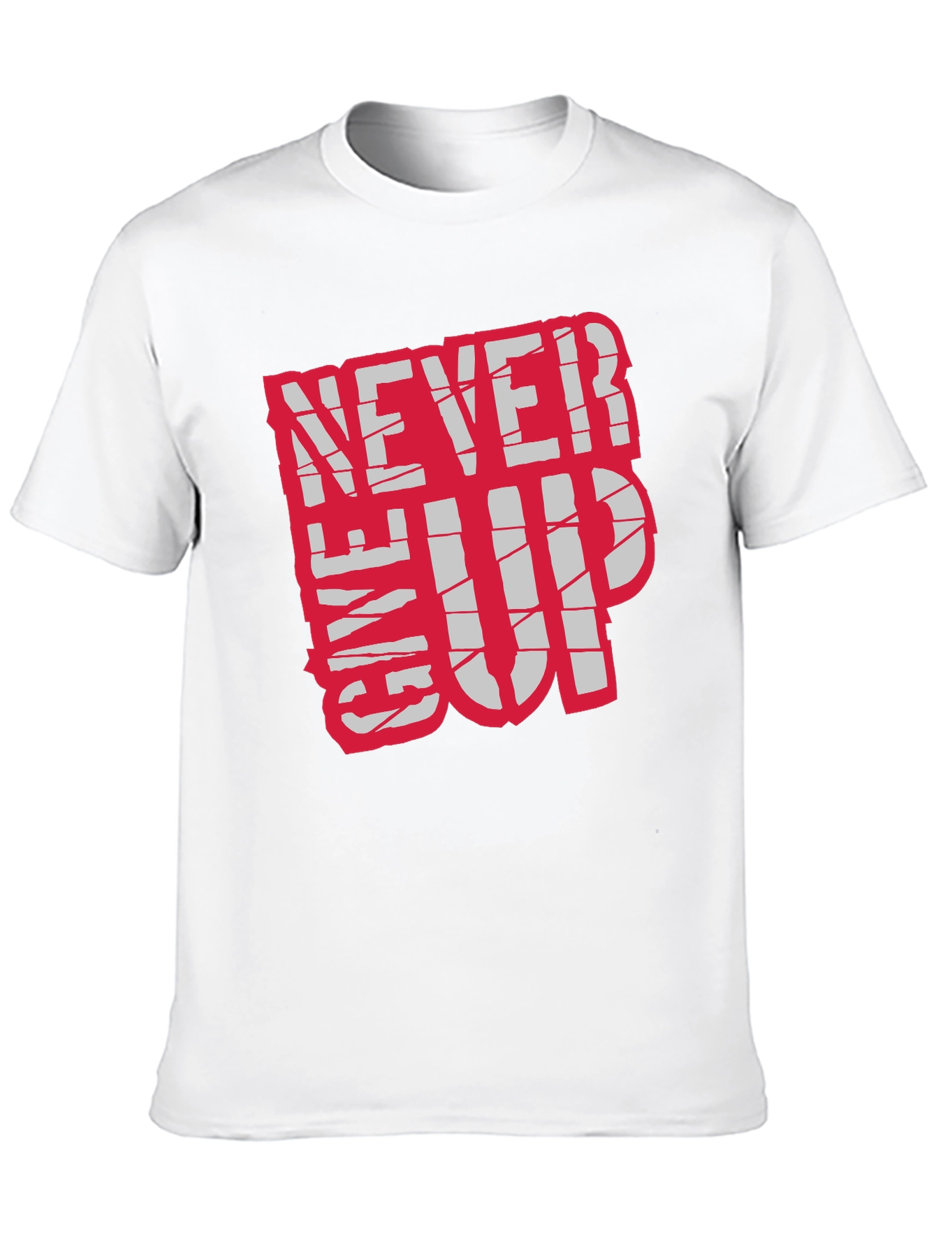 Black Motivational 'Never Give Up' Black T-Shirt view 10