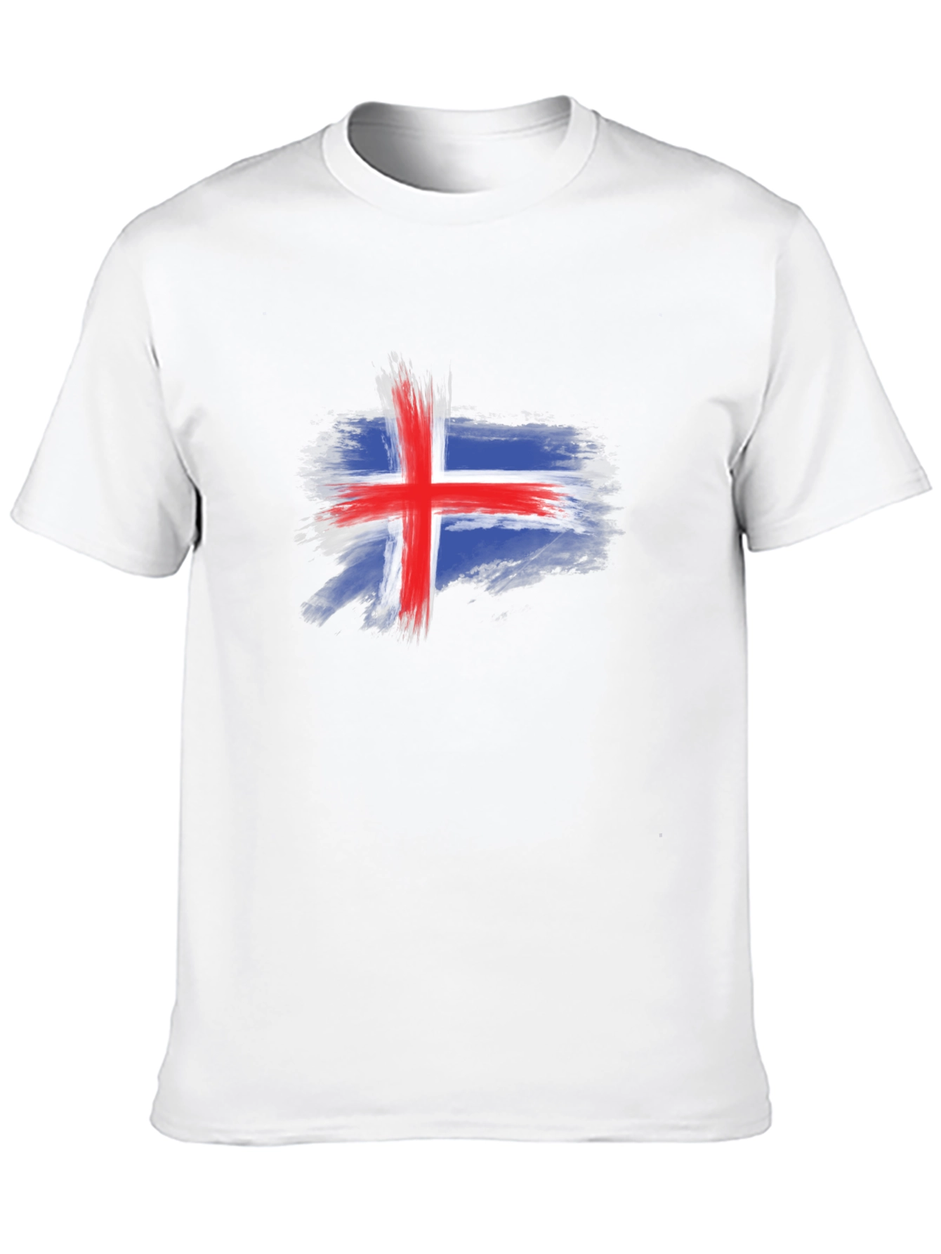 Black Iceland Flag Brush Stroke Men's Black T-Shirt view 10