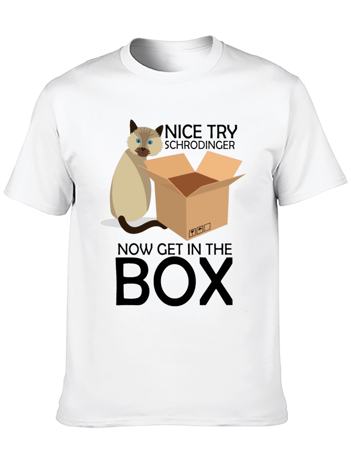 Black Schrödinger Cat T-Shirt: Now Get In The Box view 10