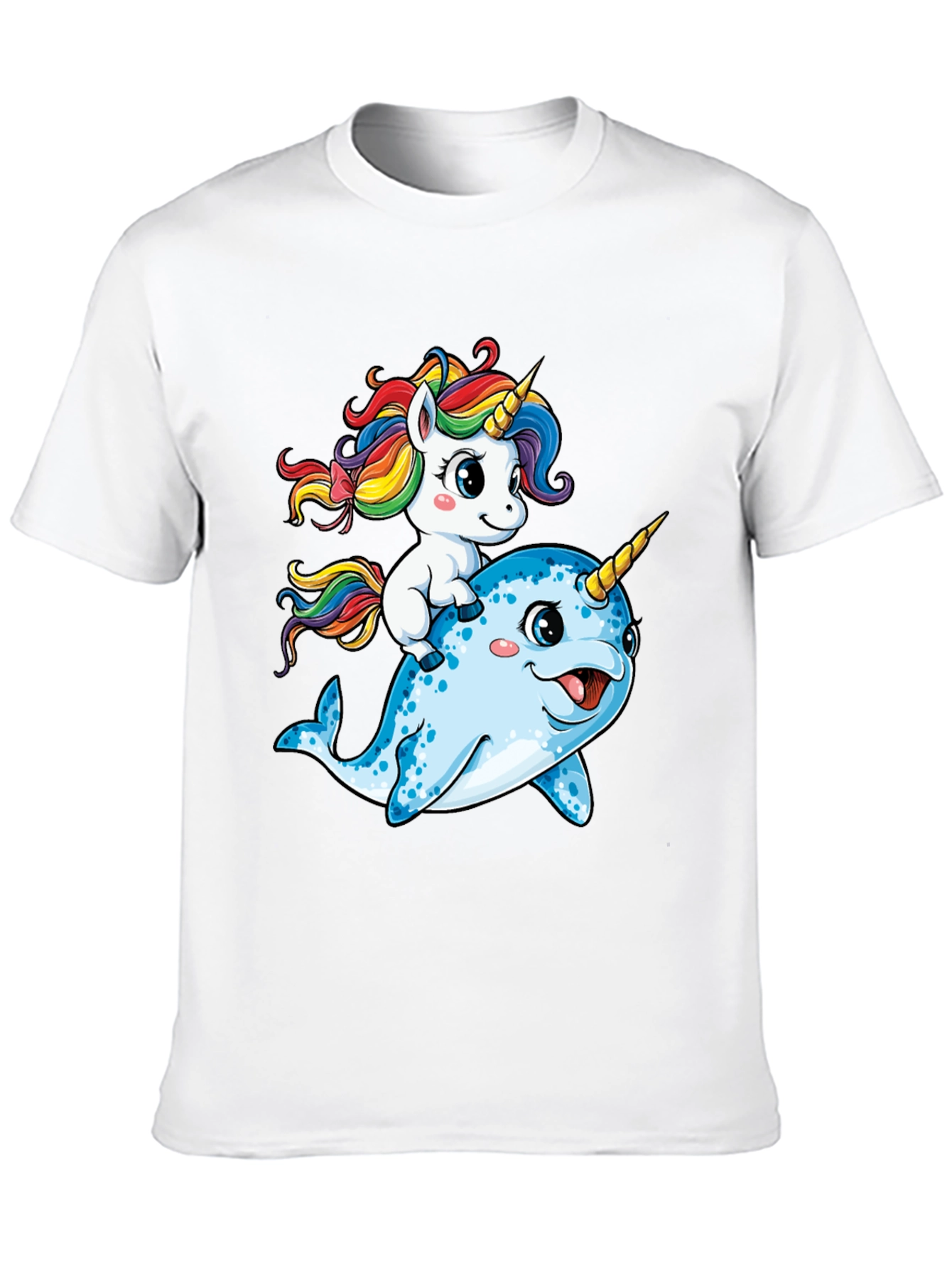 Black Unicorn Riding Narwhal T-Shirt view 10