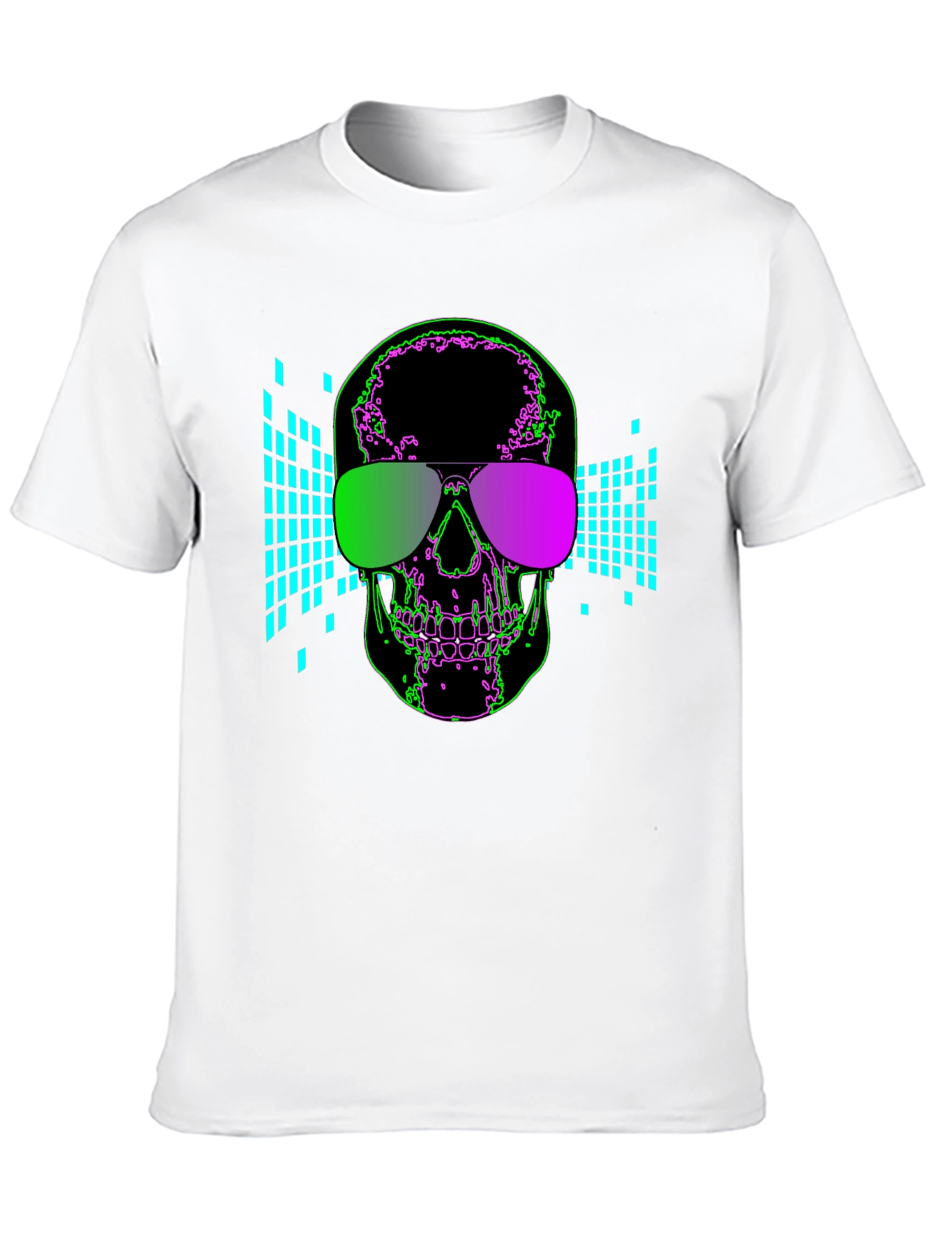 Black Skull Shades Graphic Tee - Cool Neon Design view 10