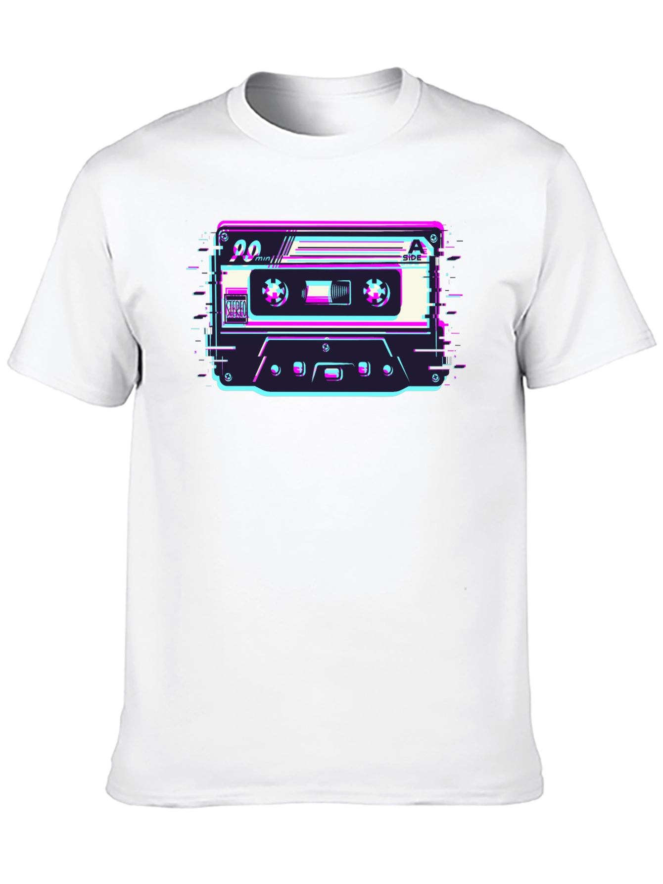 Black Retro Cassette Glitch T-Shirt - Classic 90's Style view 10