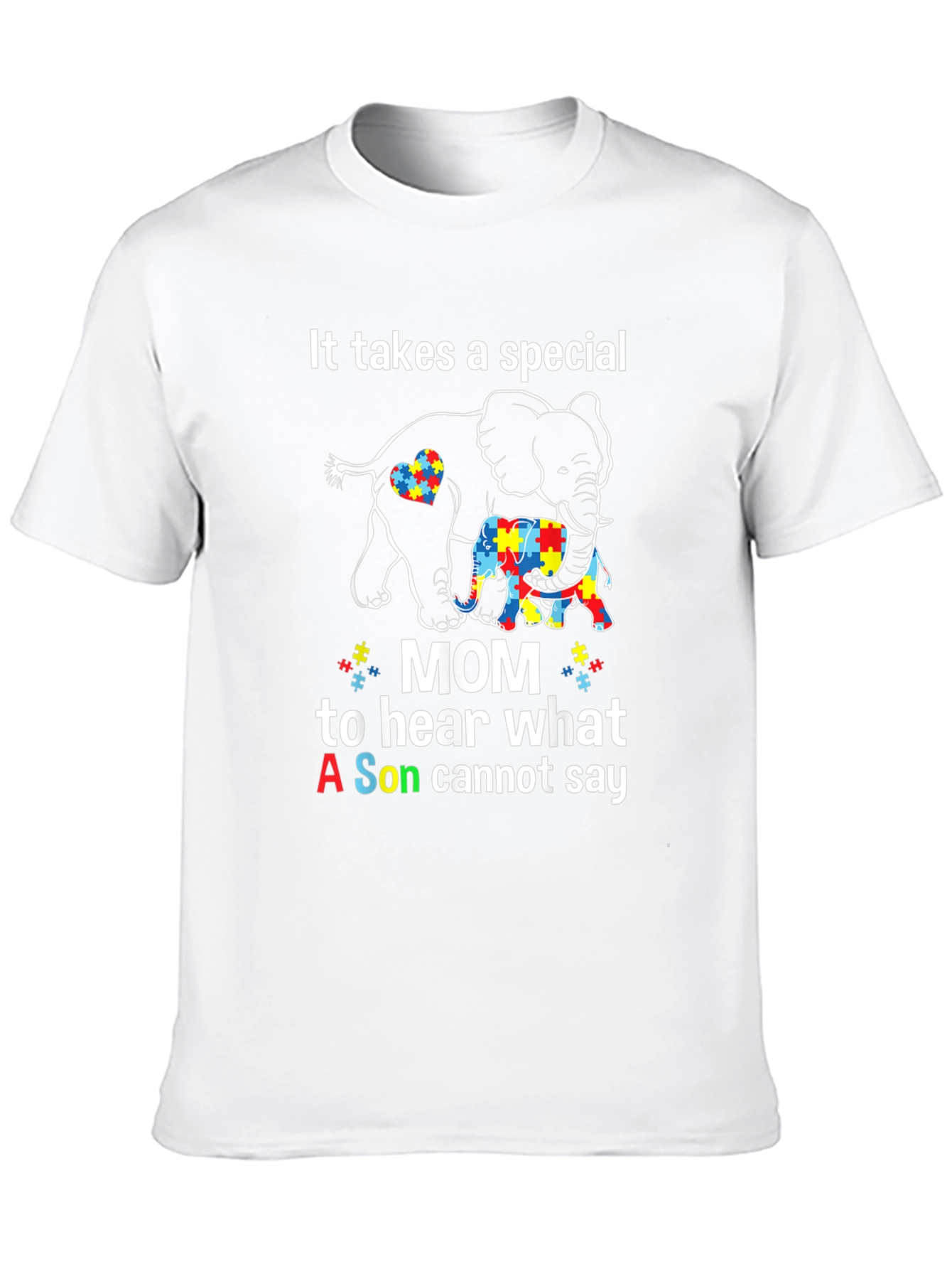 Black Autism Awareness T-Shirt: Special Mom Elephant Design view 10