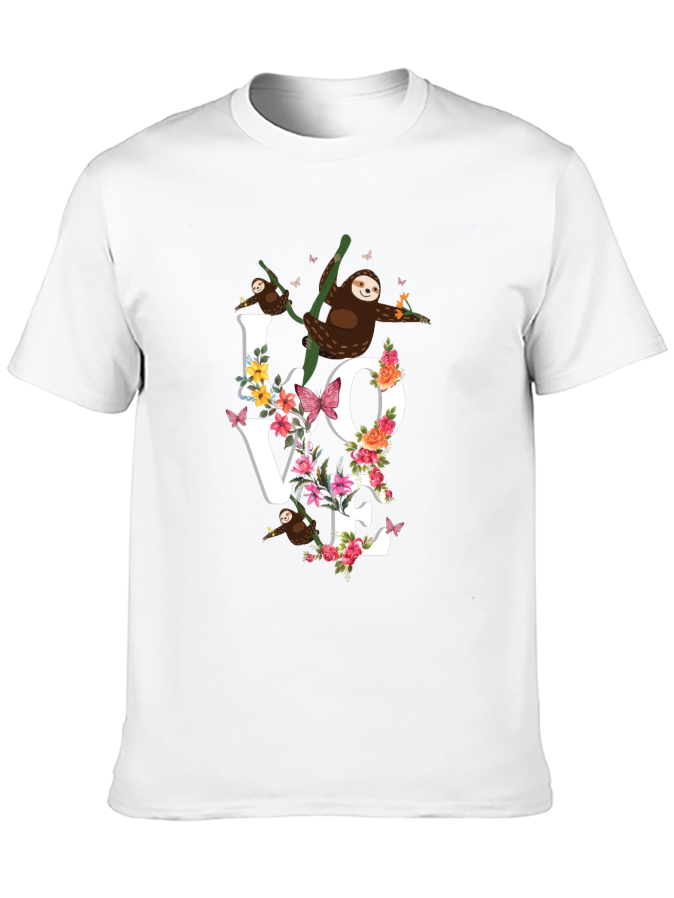 Black Sloth Love Floral Graphic T-Shirt view 10