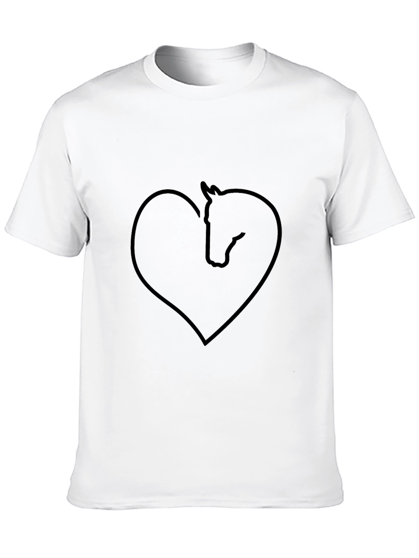 Black Horse Lover Tee: Heart Shaped Horse Graphic T-Shirt view 10