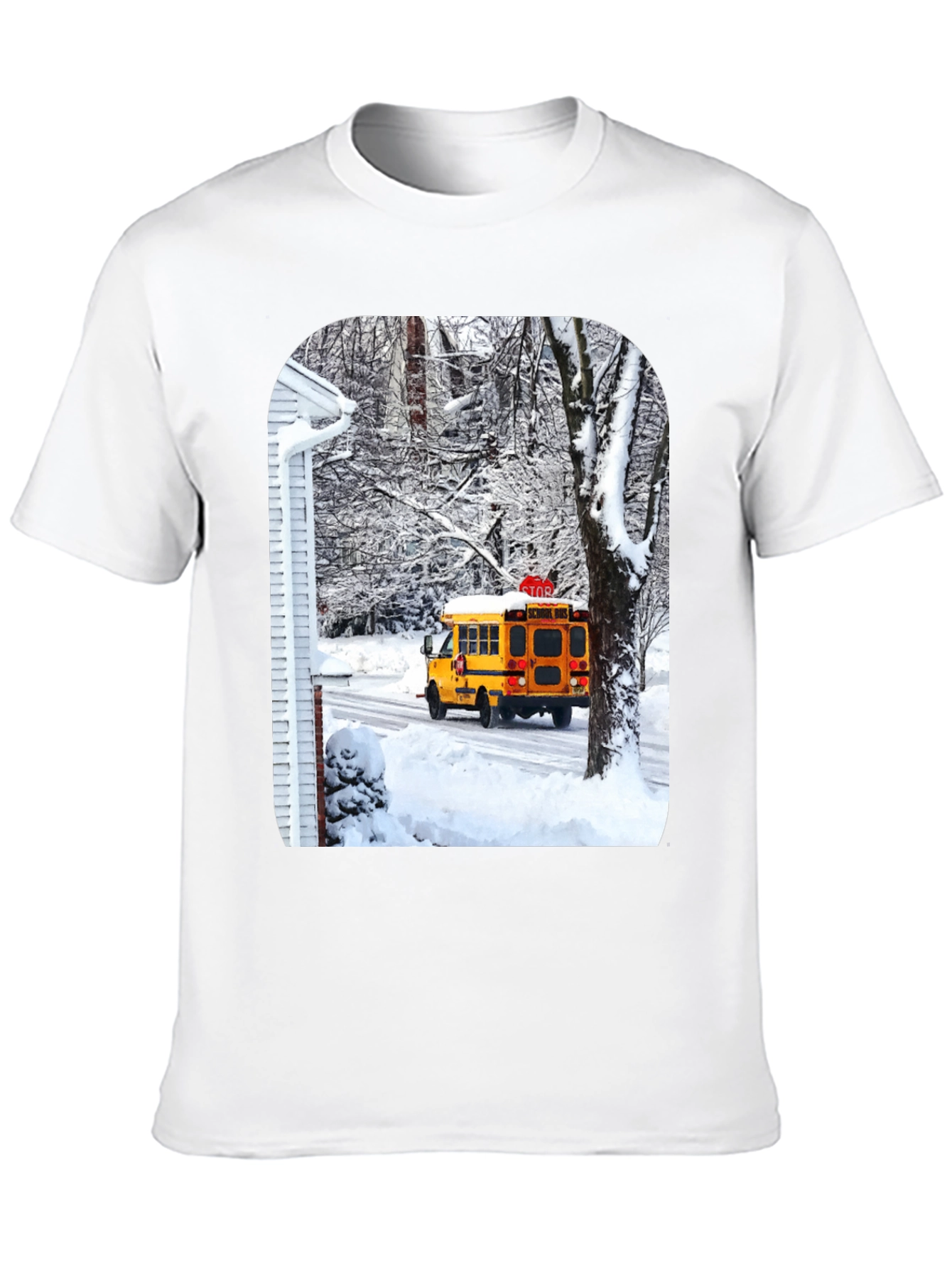 Black Winter School Bus T-Shirt view 10