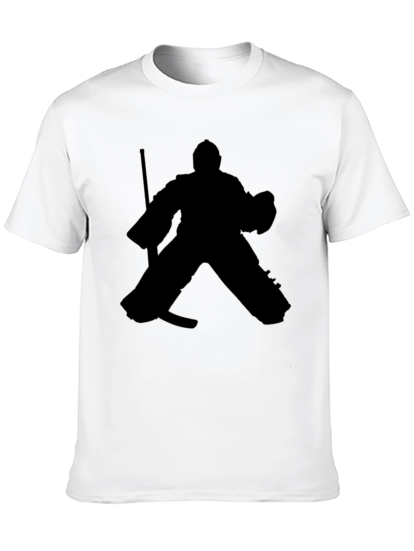 Black Hockey Goalie Silhouette Graphic Tee - Black Cotton T-Shirt view 10