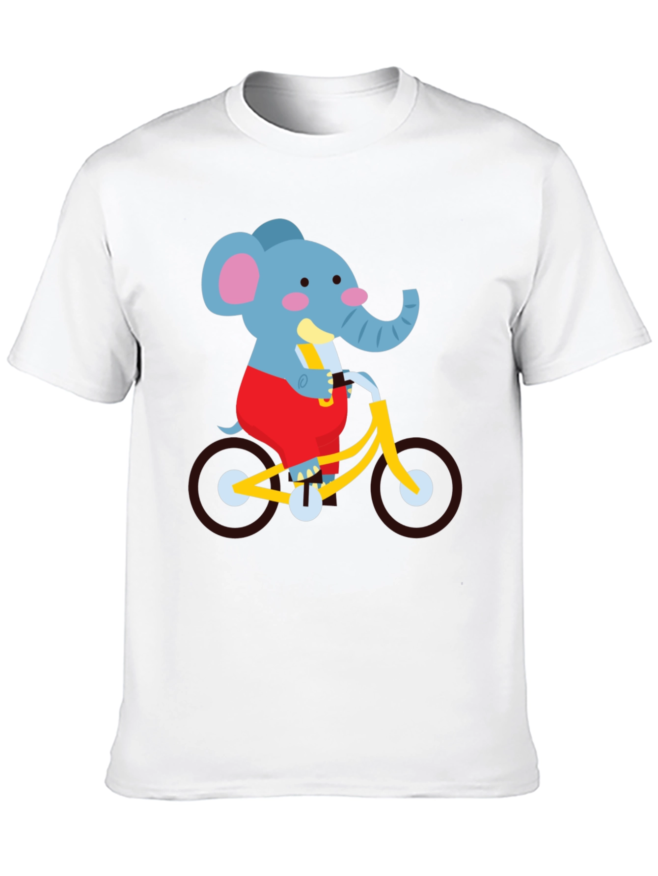 Black Elephant on Bike Graphic Tee - Fun Cartoon Shirt view 10