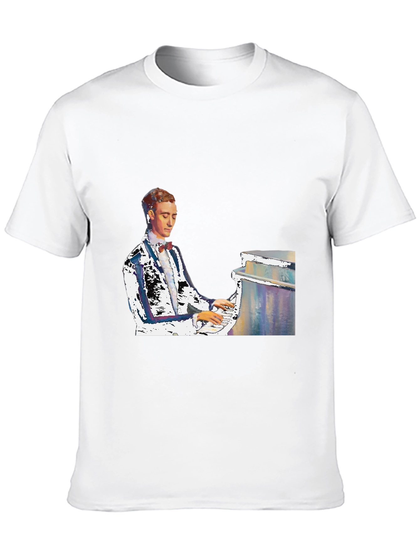 Black Piano Man Graphic Tee - Black Cotton T-Shirt view 10