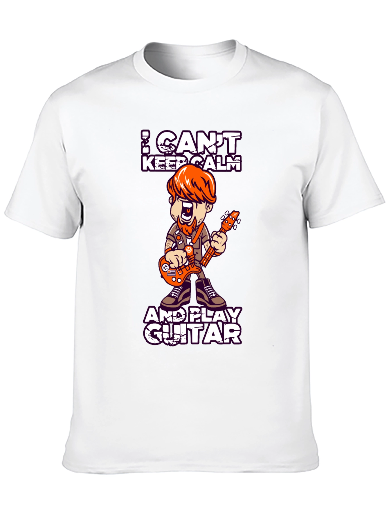 Black I Can't Keep Calm and Play Guitar T-Shirt view 10