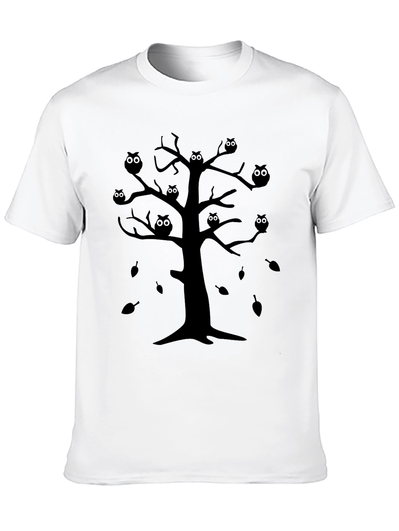Black Owl Tree Graphic Black T-Shirt view 10