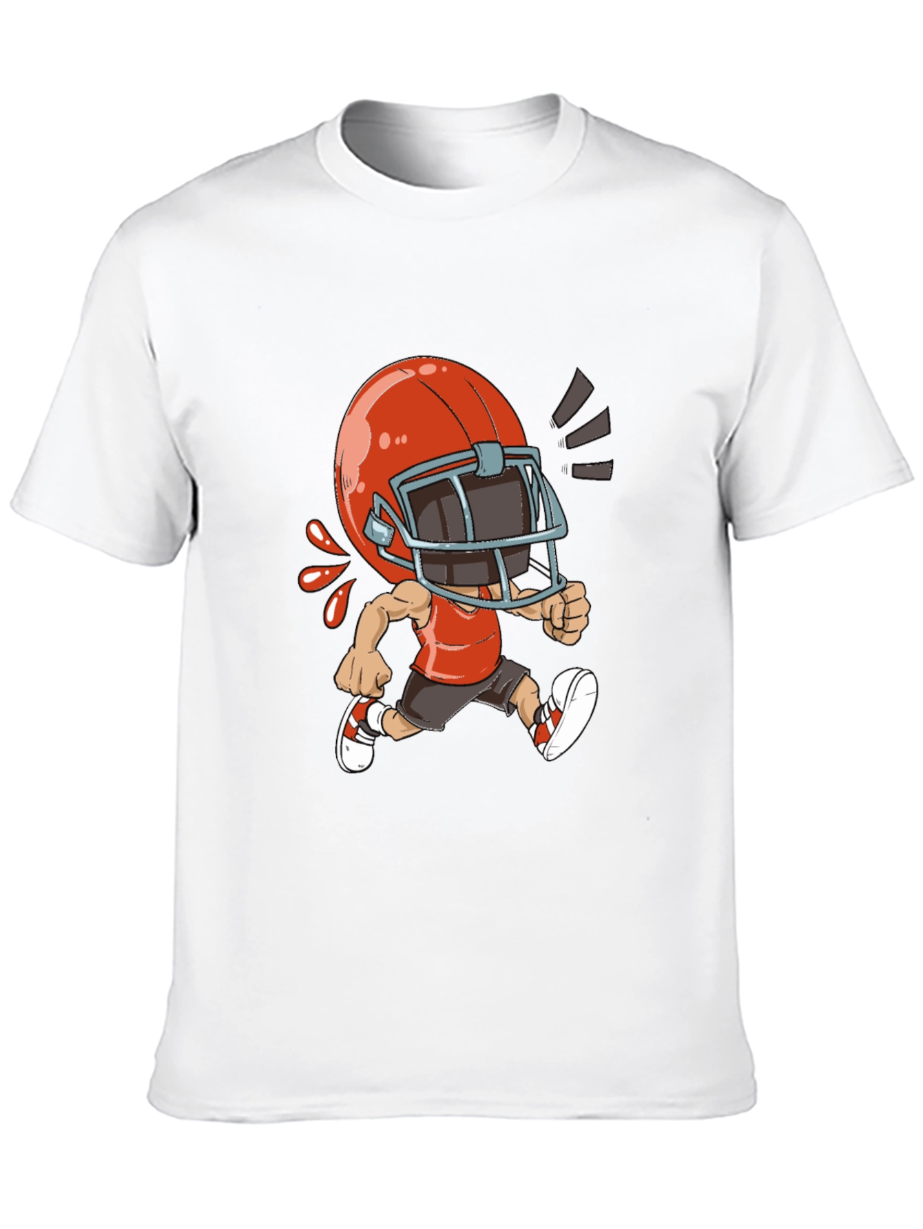 Black Cartoon Football Player Black T-Shirt view 10