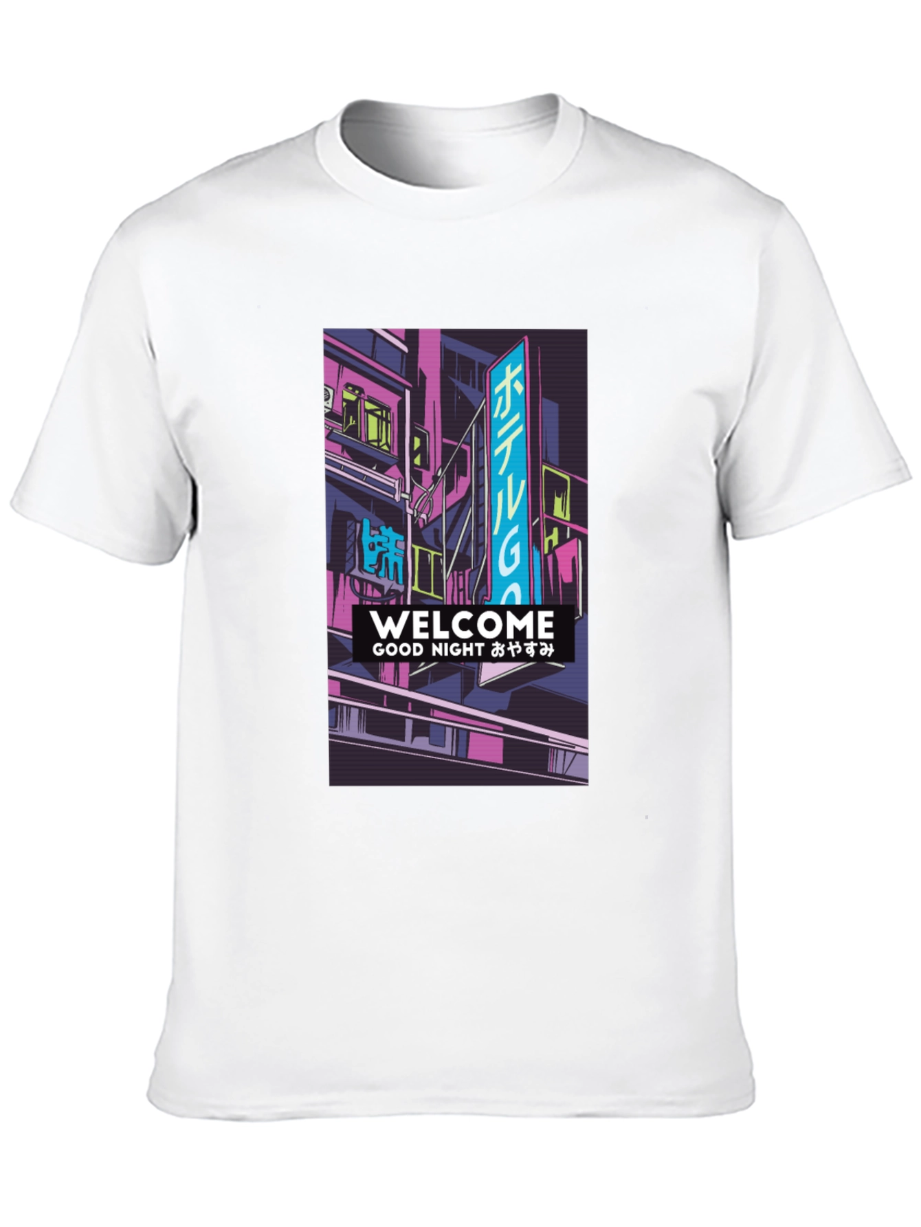 Black Neon Cityscape Graphic T-Shirt view 10