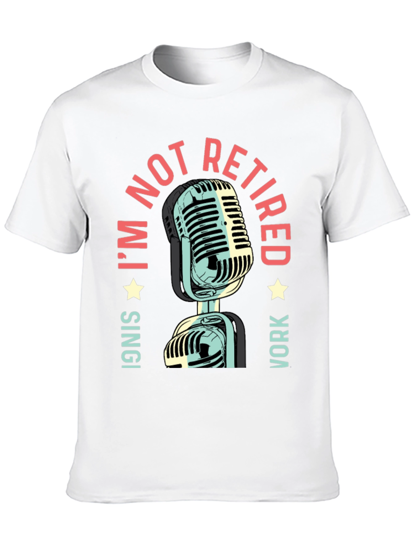 Black I'm Not Retired - Microphone Graphic T-Shirt view 10