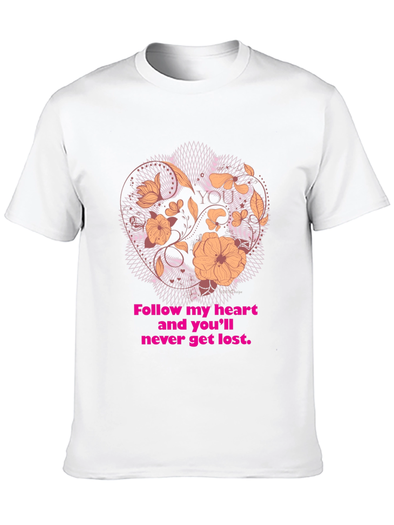 Black Floral Heart T-Shirt - Follow Your Heart Design view 10