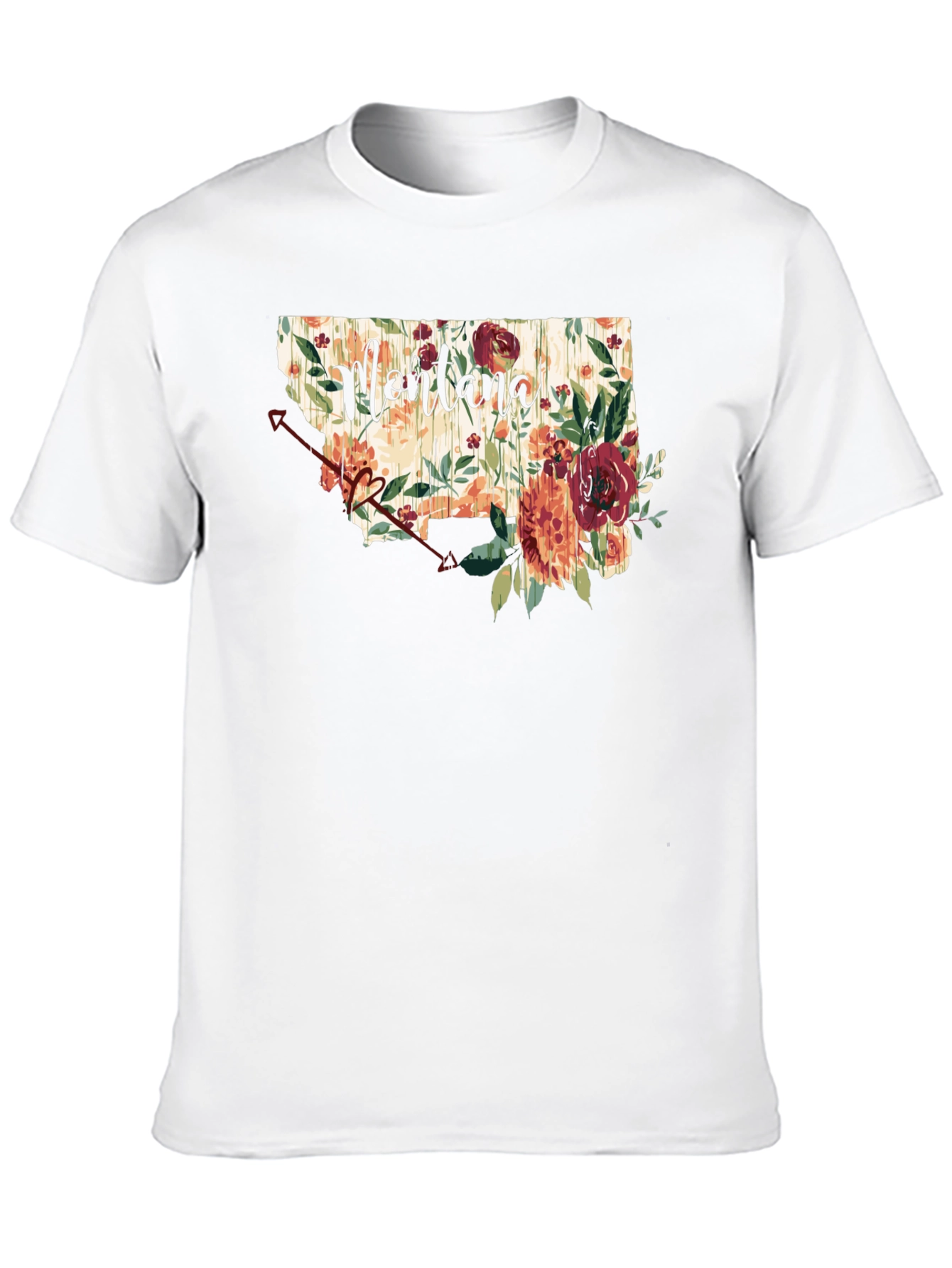 Black Floral Montana State T-Shirt view 10