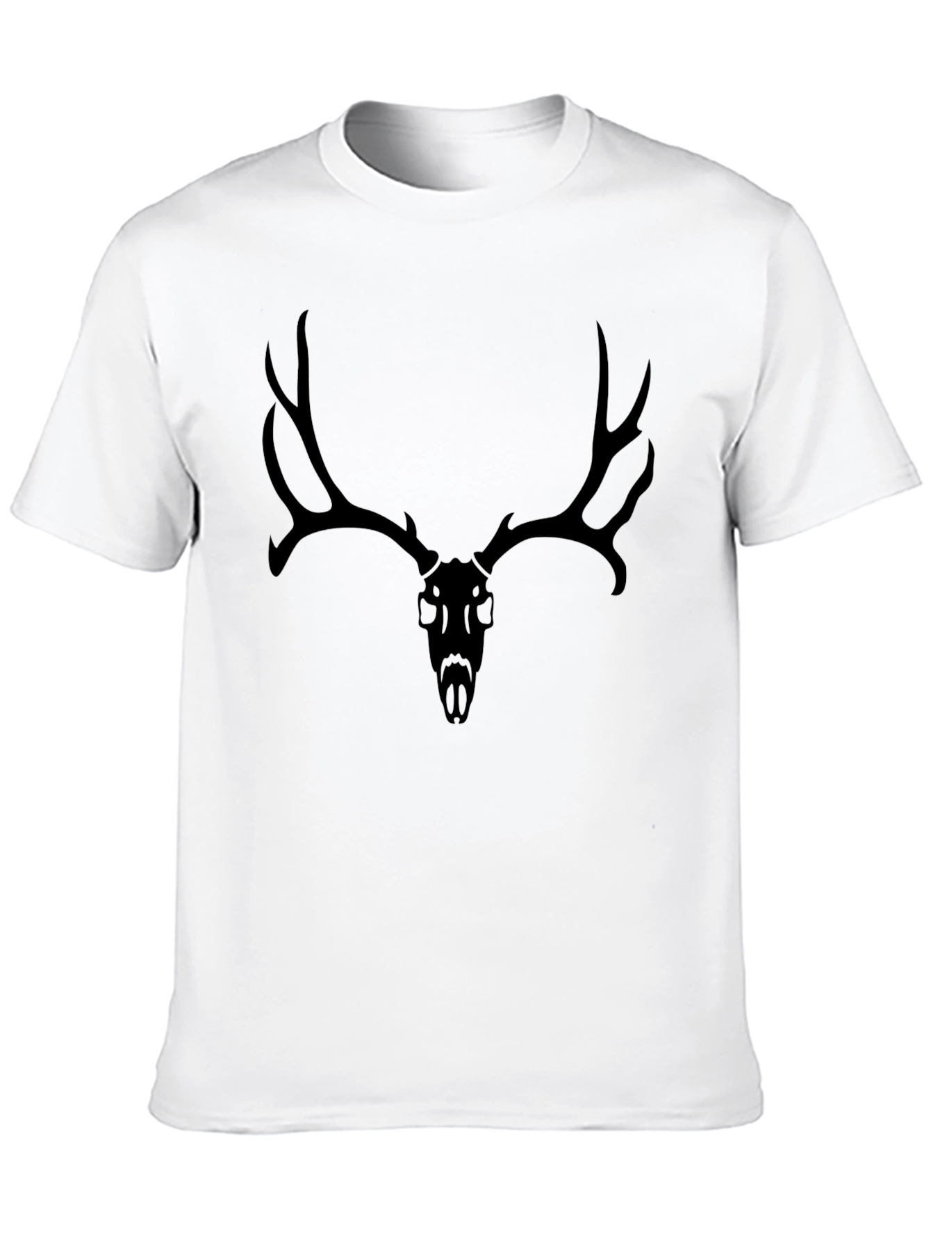 Men's Black T-Shirt with Deer Skull Graphic - 10
