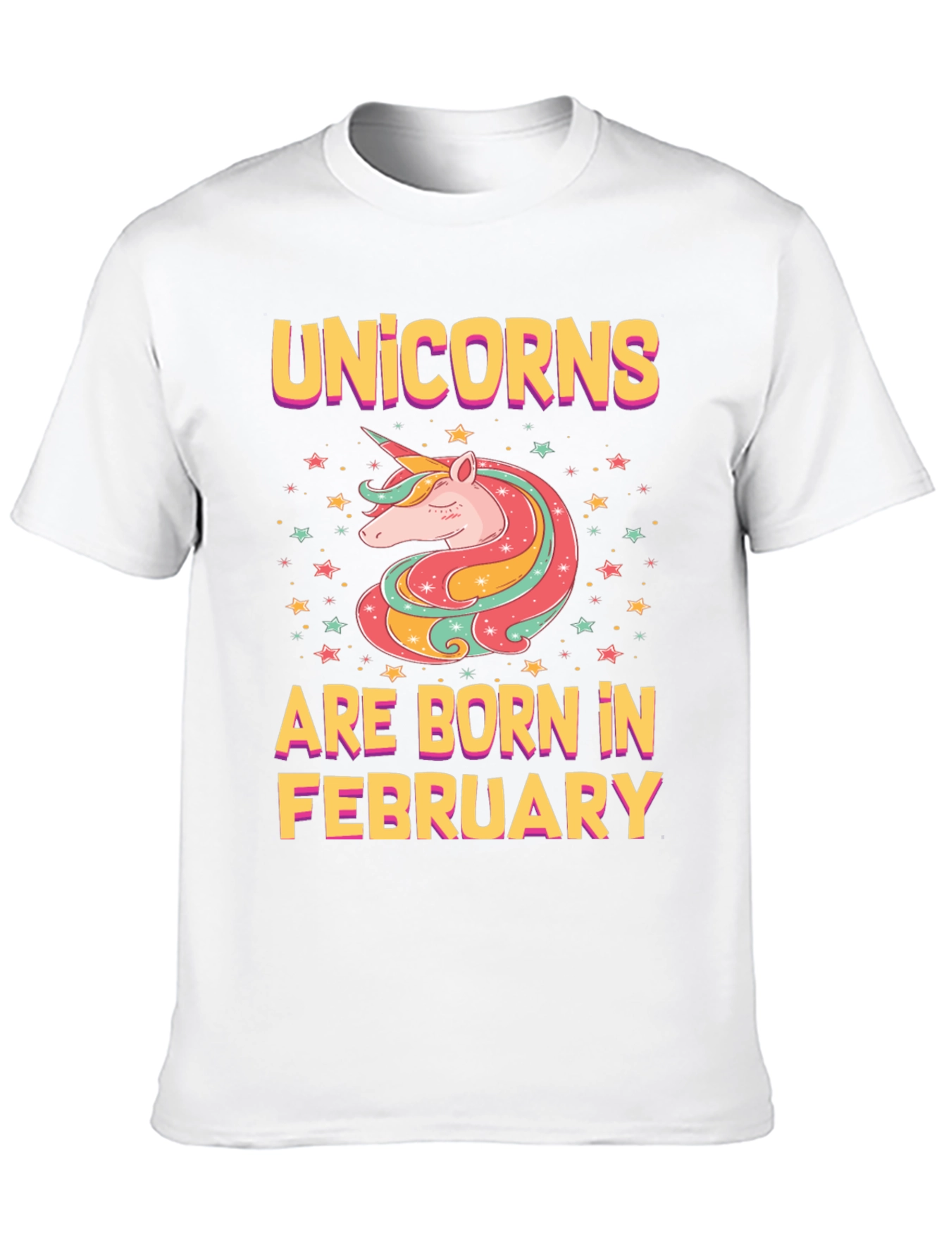 Black Unicorns Born in February Black T-Shirt view 10
