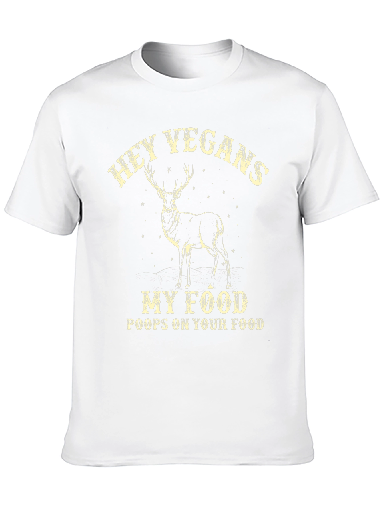 Black Hey Vegans T-Shirt - Deer 'Poops on Your Food' Black Cotton Tee view 10