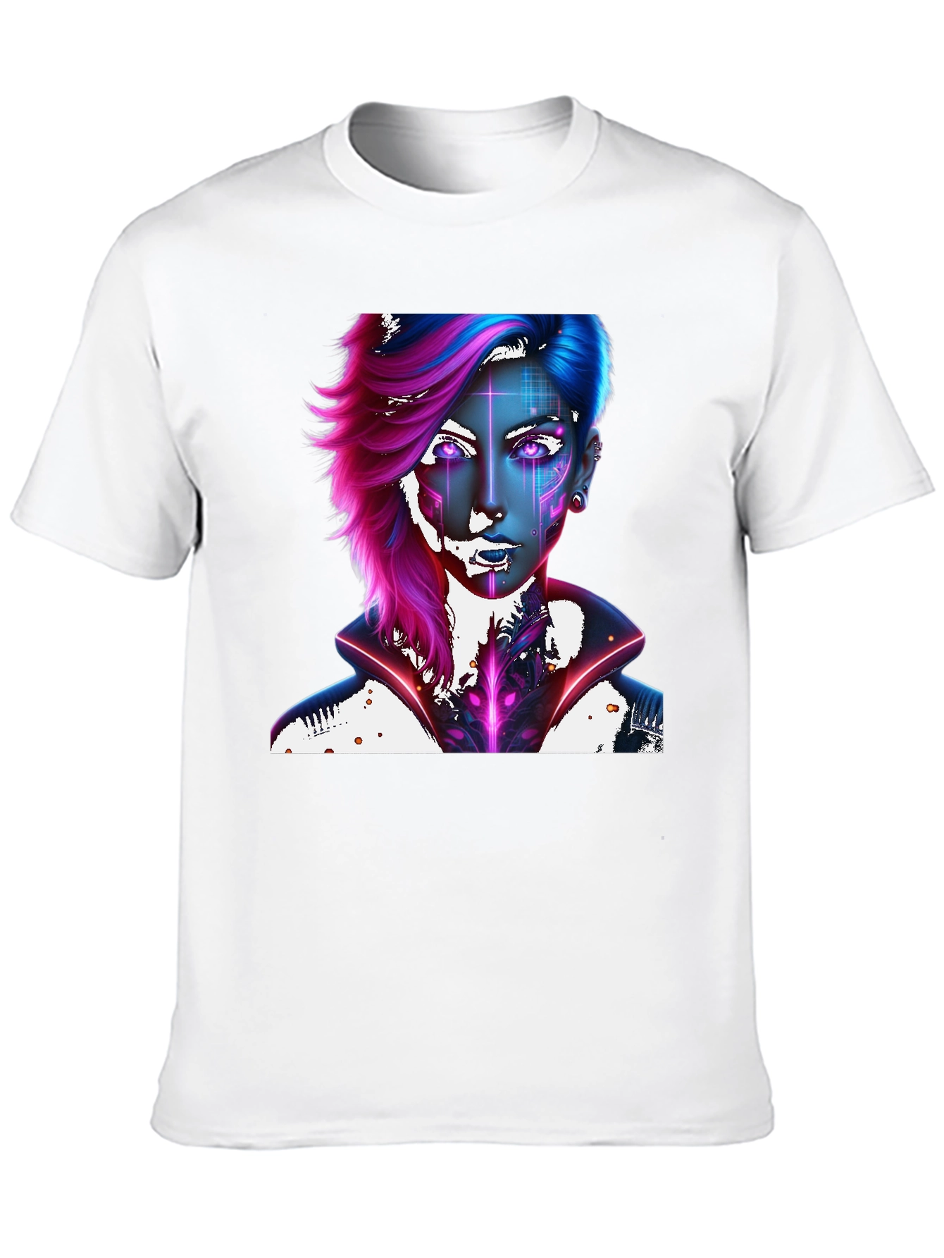 Black Cyberpunk Portrait Black Tee view 10