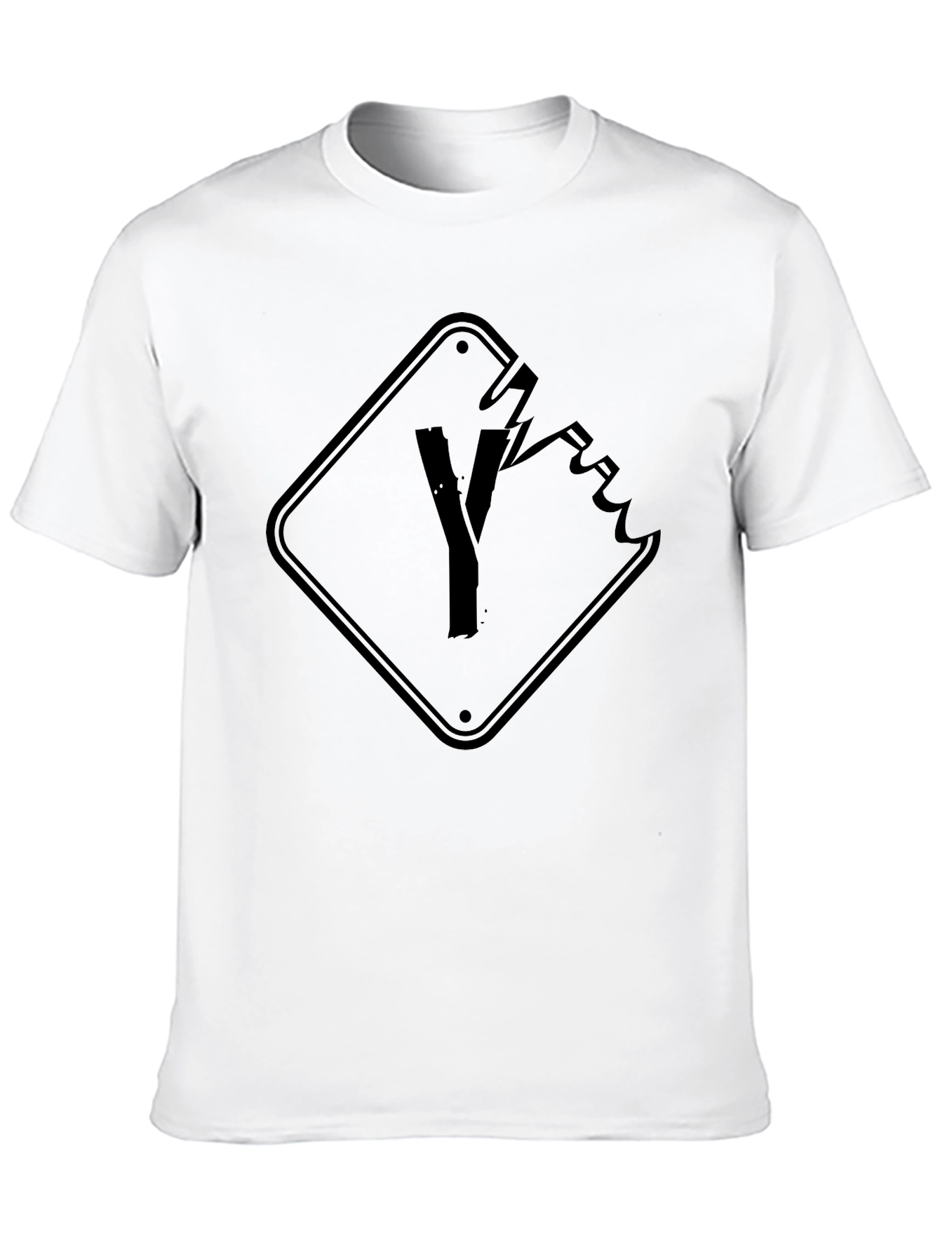 Black Men's Black Graphic Tee - Broken Road Sign view 10