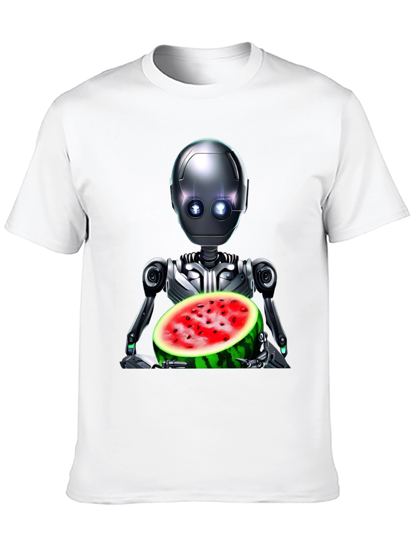 Black Robot with Watermelon Graphic Tee view 10