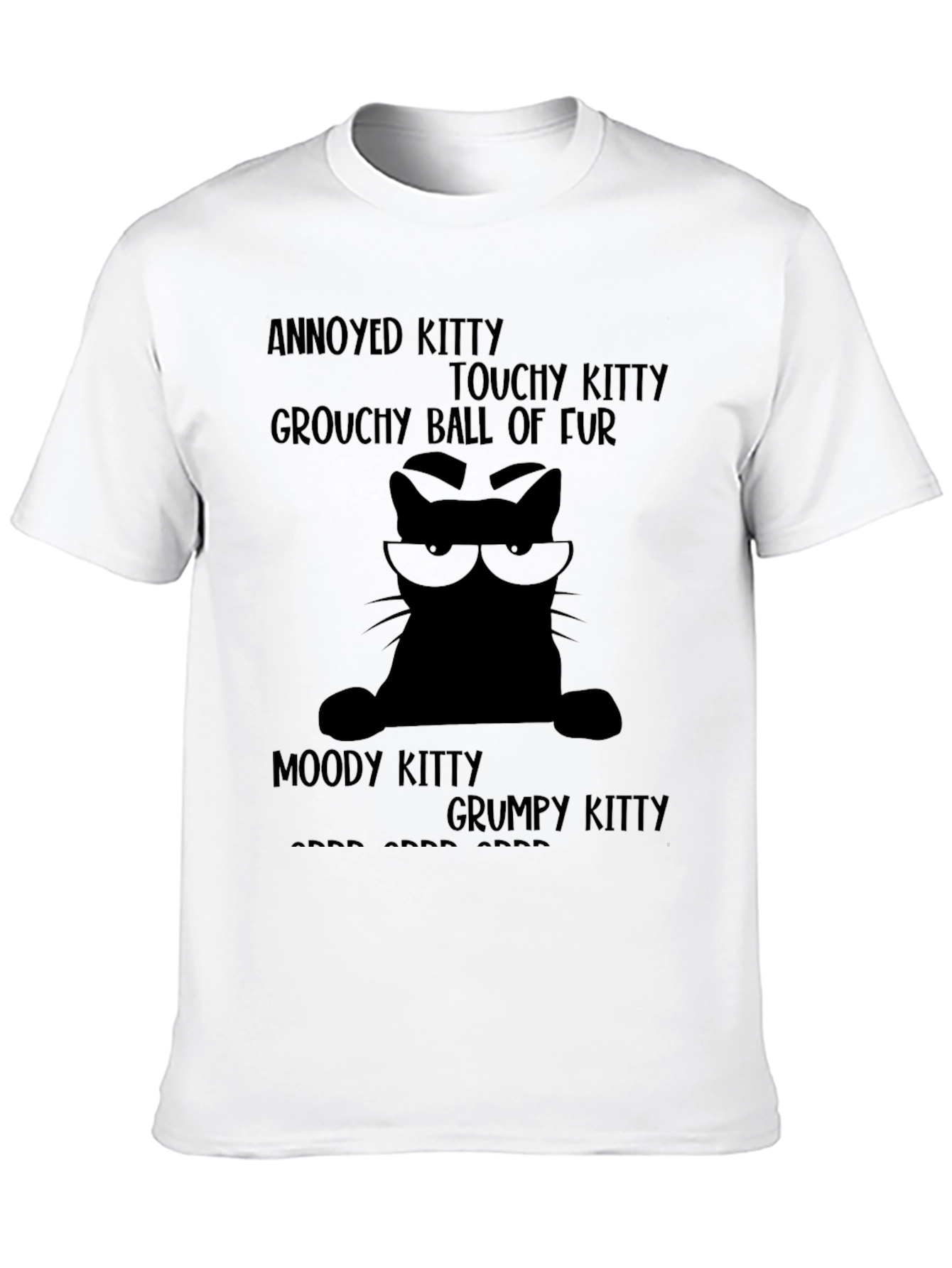 Black Annoyed Kitty T-Shirt - Grouchy Cat Tee view 10