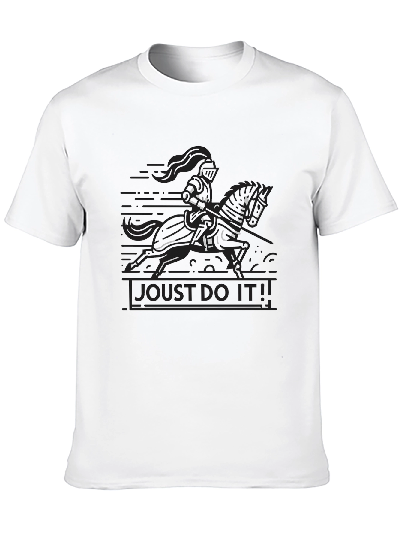 Black Joust Do It! Black T-Shirt - Knight on Horse view 10