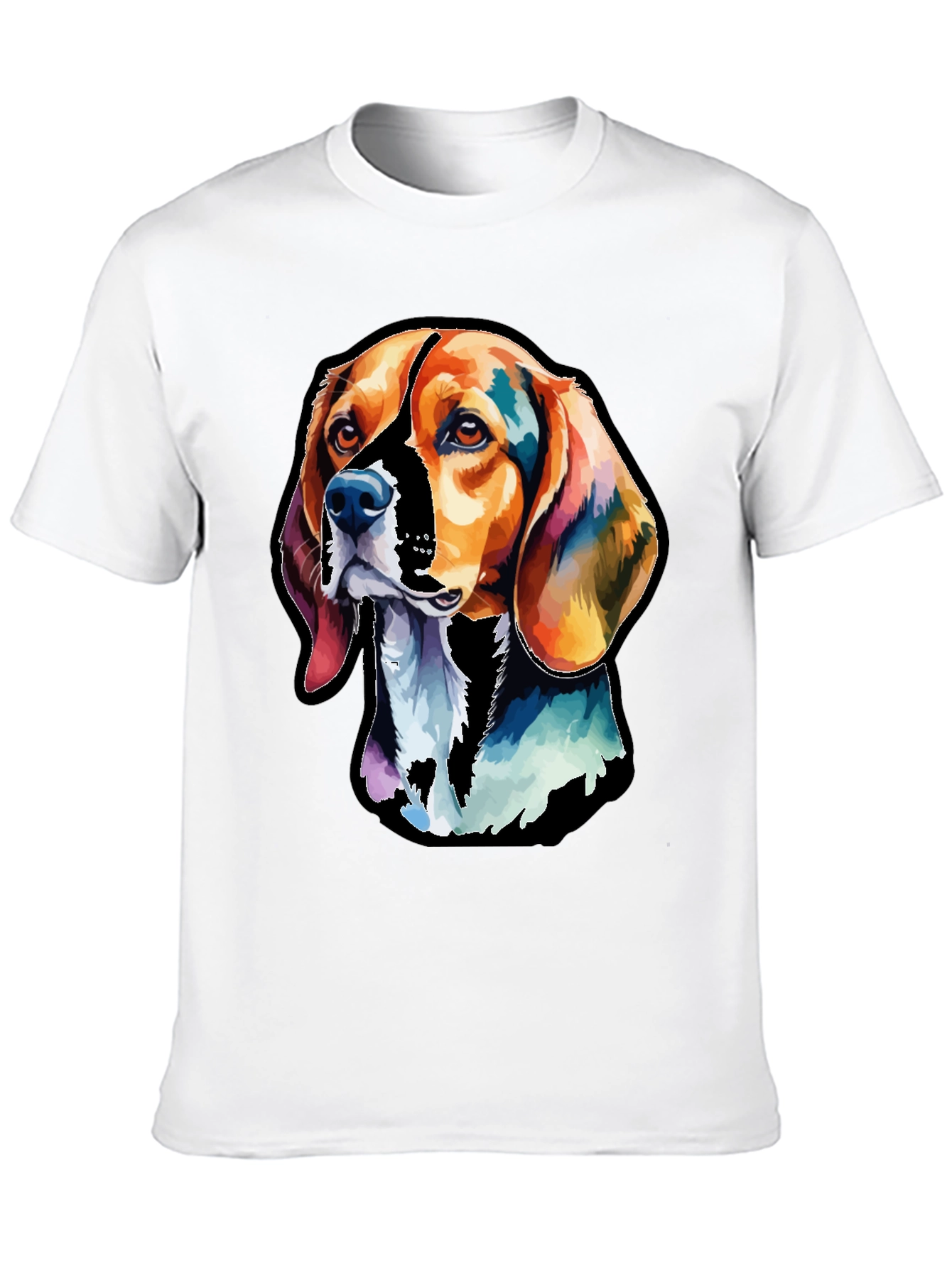 Black Colorful Beagle Dog Graphic T-Shirt view 10