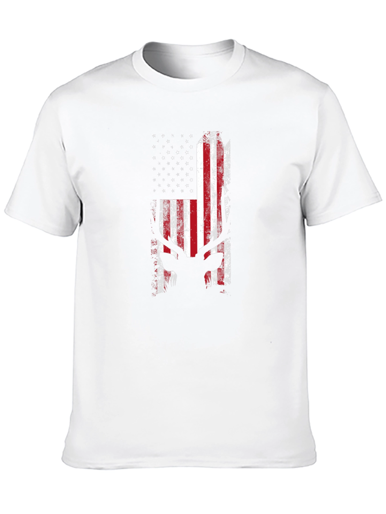 Black American Flag Deer Silhouette T-Shirt view 10